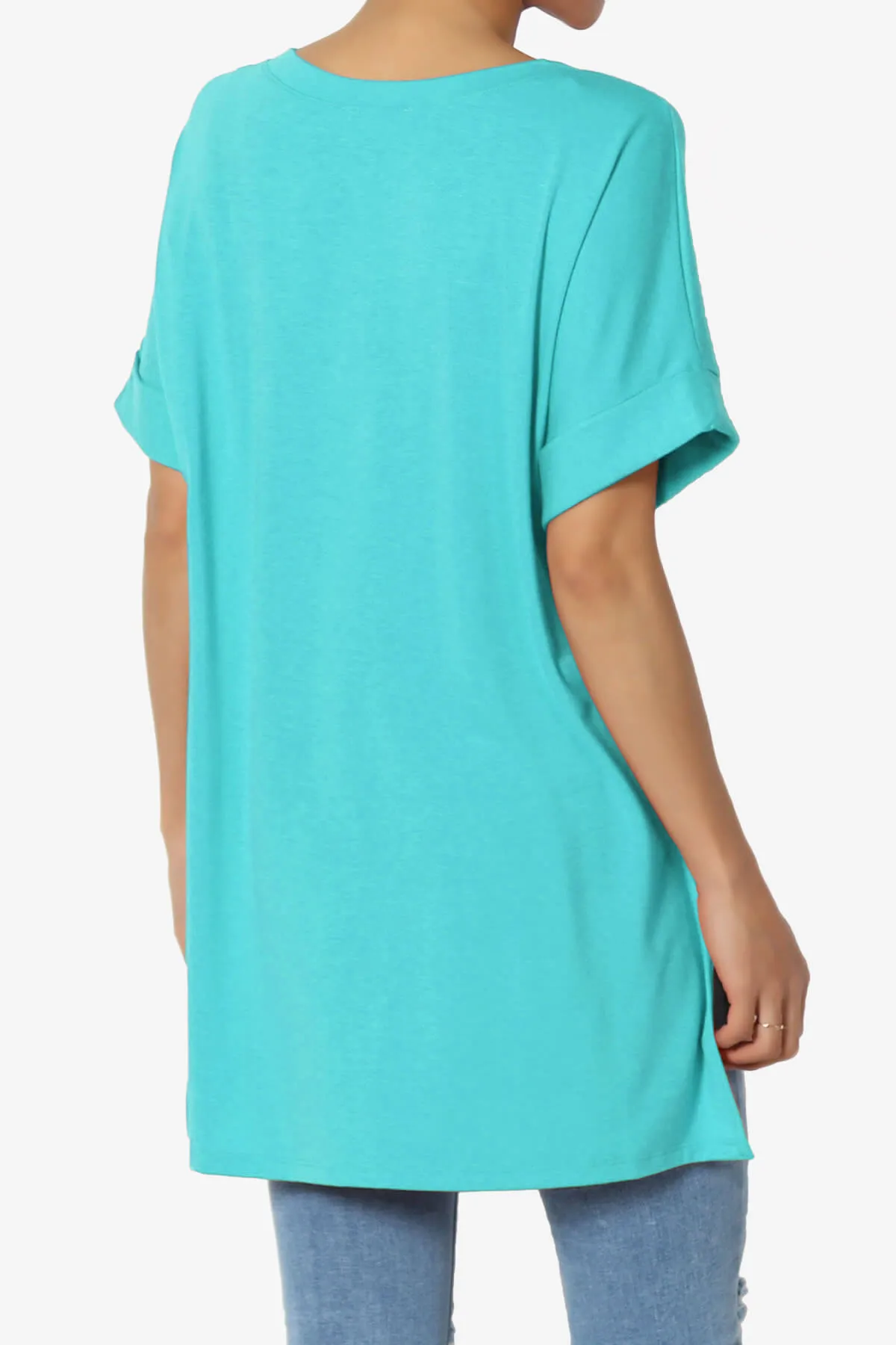 Onella V-Neck Rolled Short Sleeve Top MORE COLORS