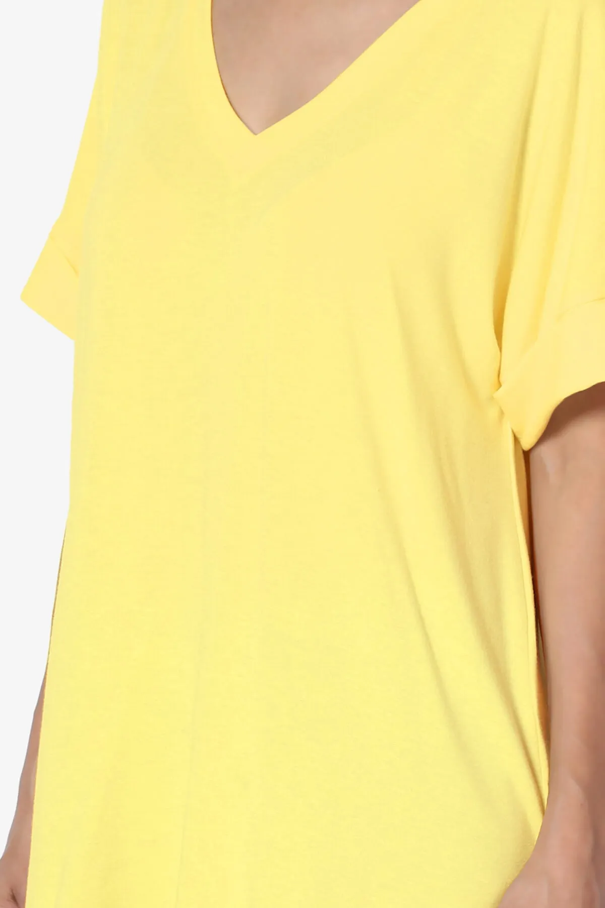Onella V-Neck Rolled Short Sleeve Top MORE COLORS