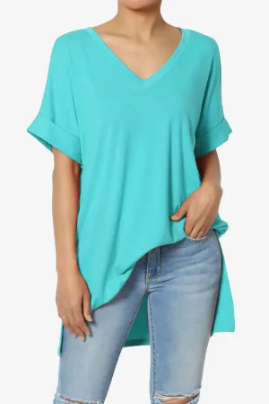 Onella V-Neck Rolled Short Sleeve Top MORE COLORS