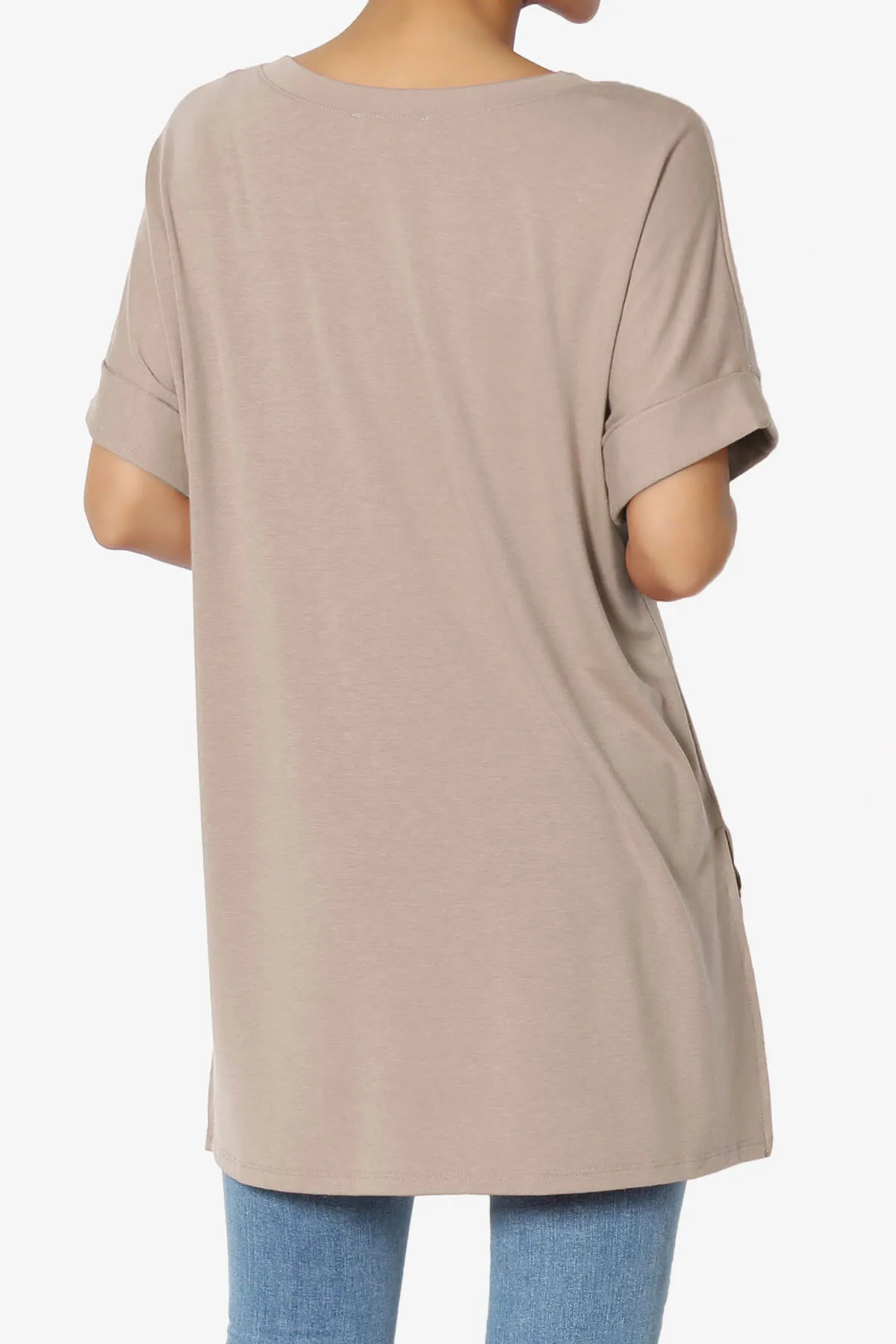 Onella V-Neck Rolled Short Sleeve Top MORE COLORS