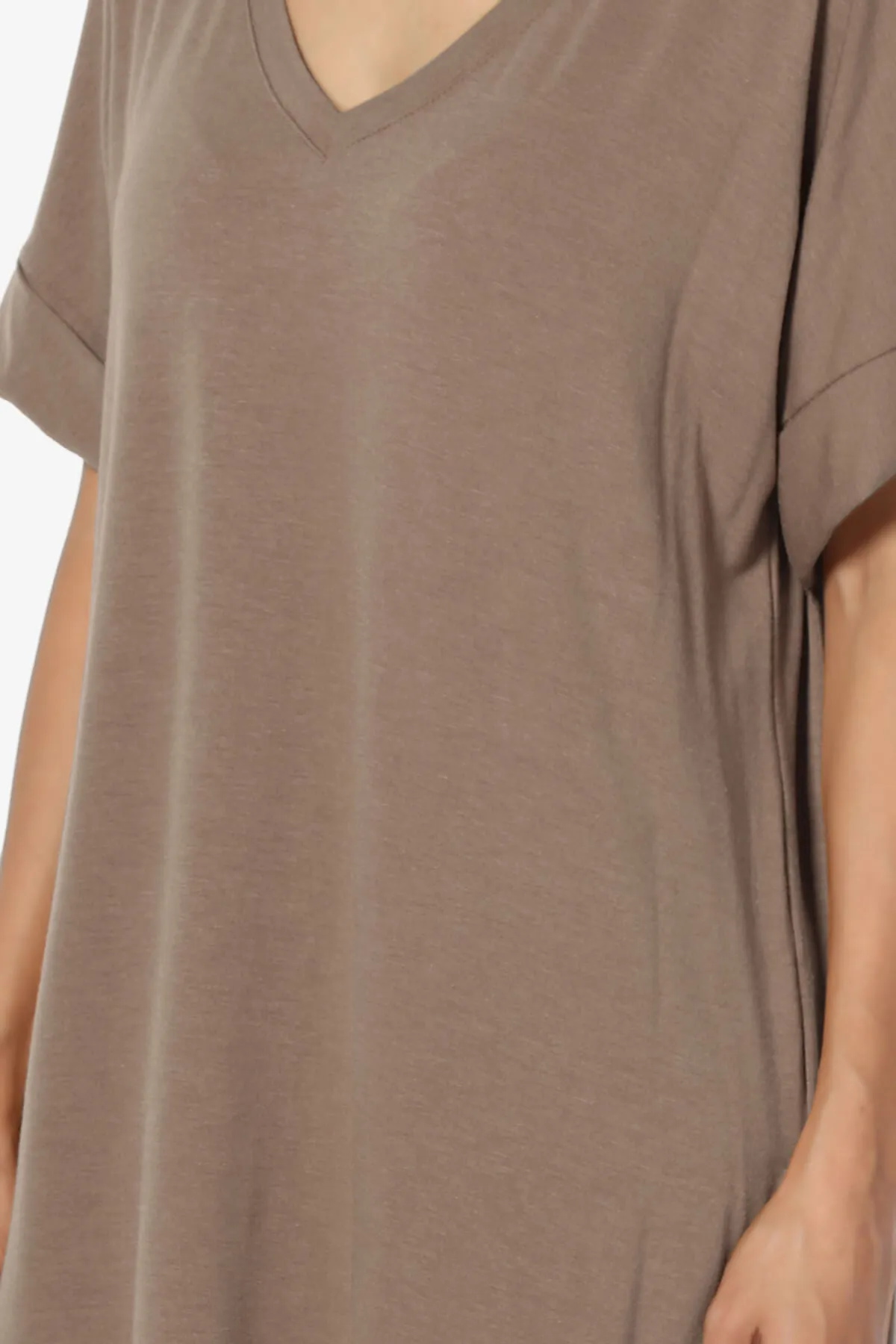 Onella V-Neck Rolled Short Sleeve Top MORE COLORS