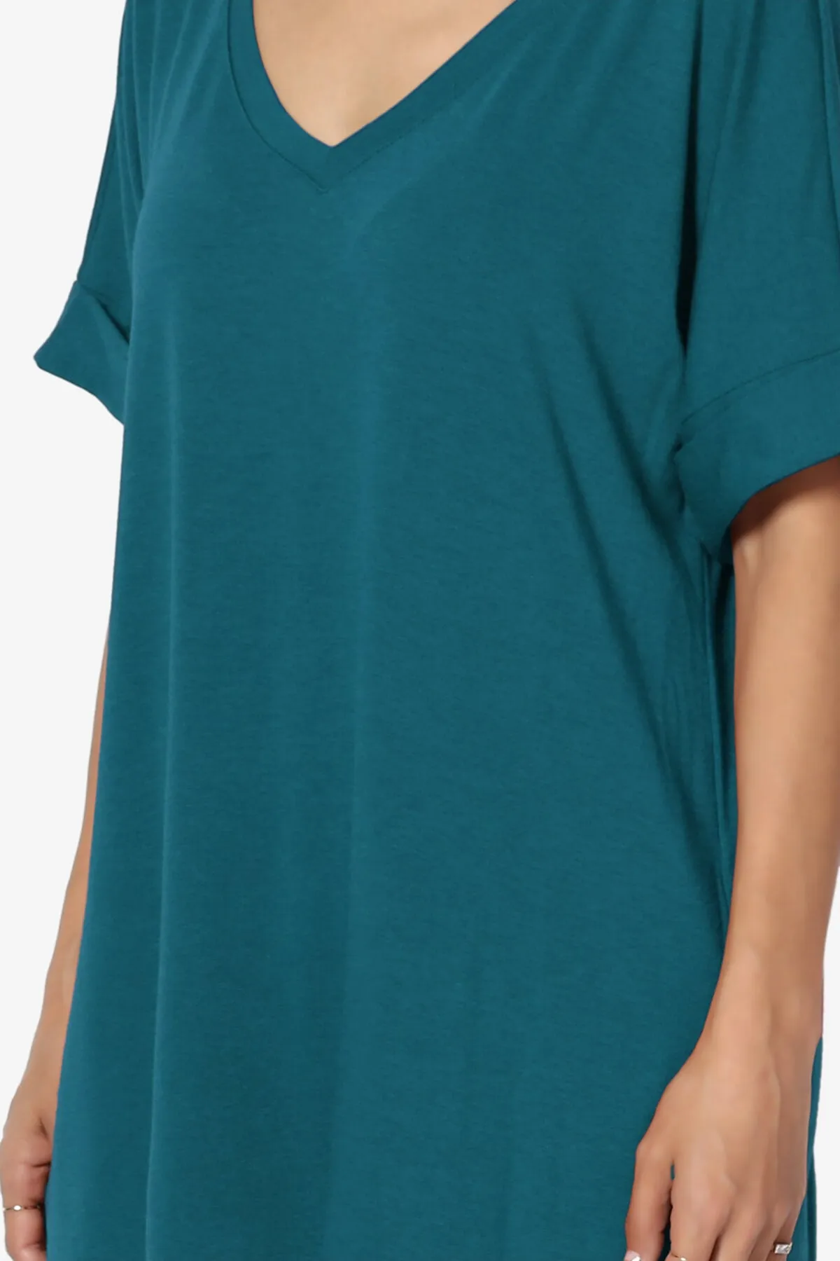 Onella V-Neck Rolled Short Sleeve Top MORE COLORS