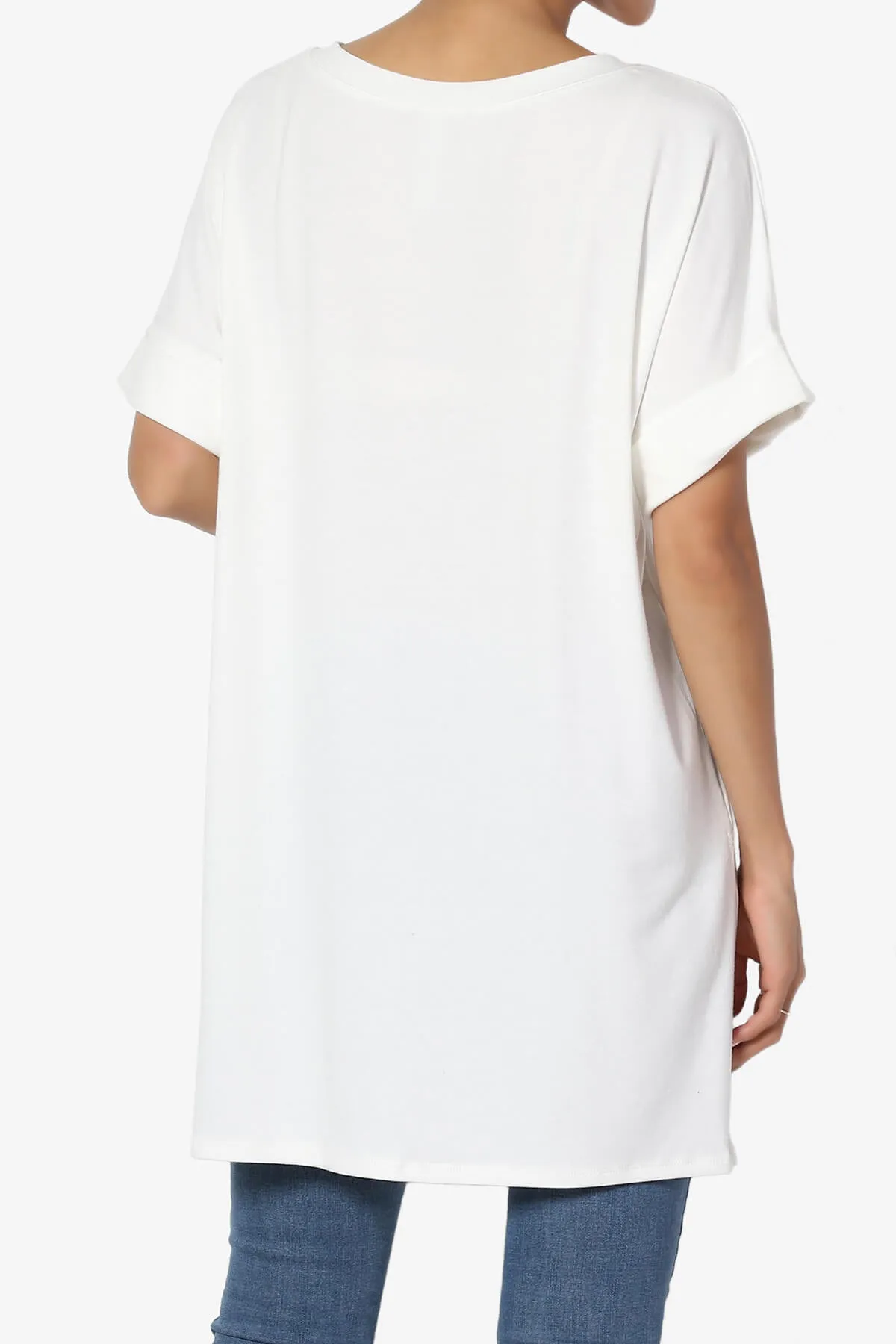 Onella V-Neck Rolled Short Sleeve Top MORE COLORS