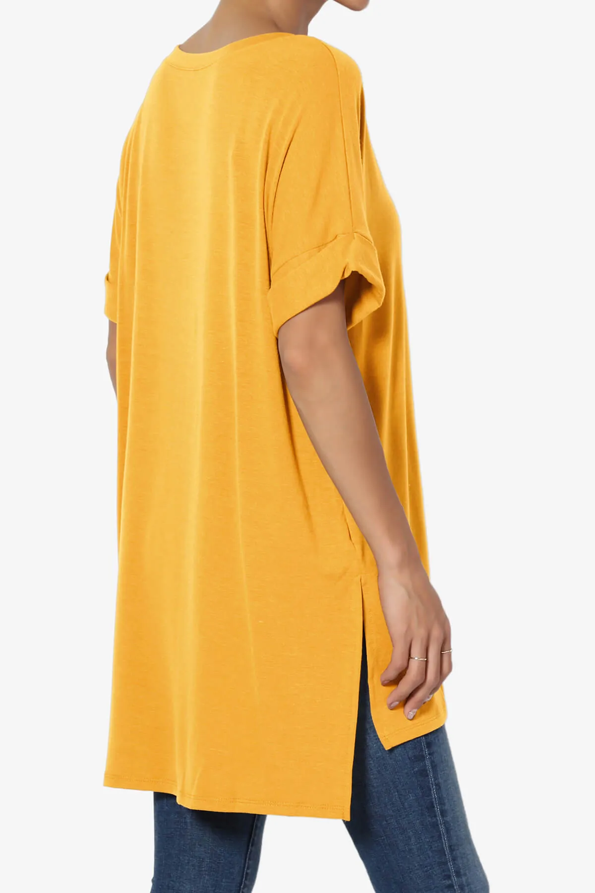 Onella V-Neck Rolled Short Sleeve Top MORE COLORS
