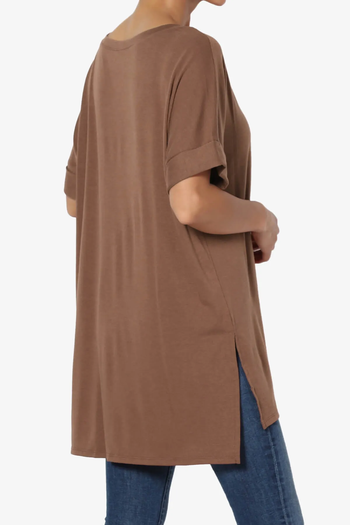 Onella V-Neck Rolled Short Sleeve Top MORE COLORS