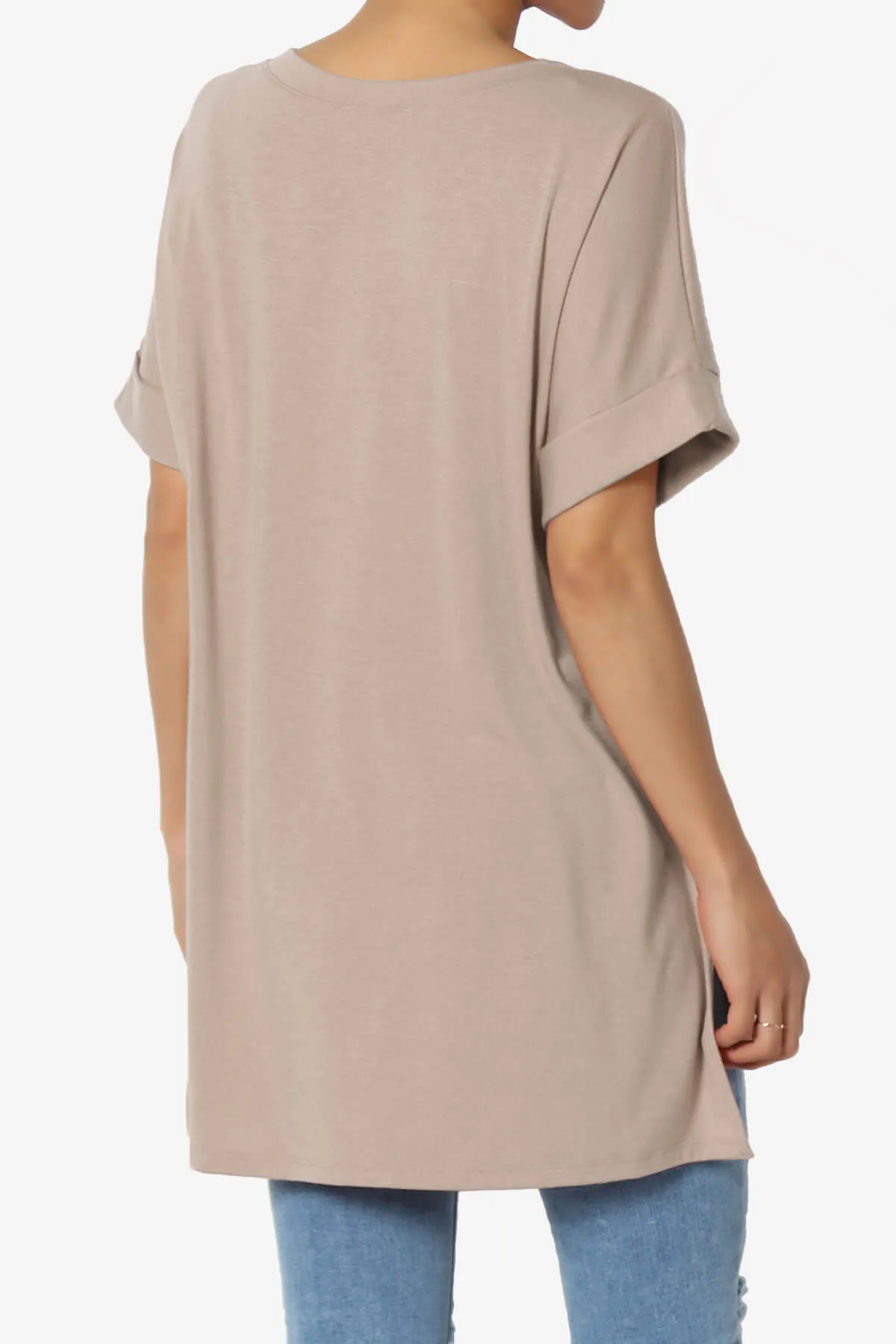 Onella V-Neck Rolled Short Sleeve Top MORE COLORS