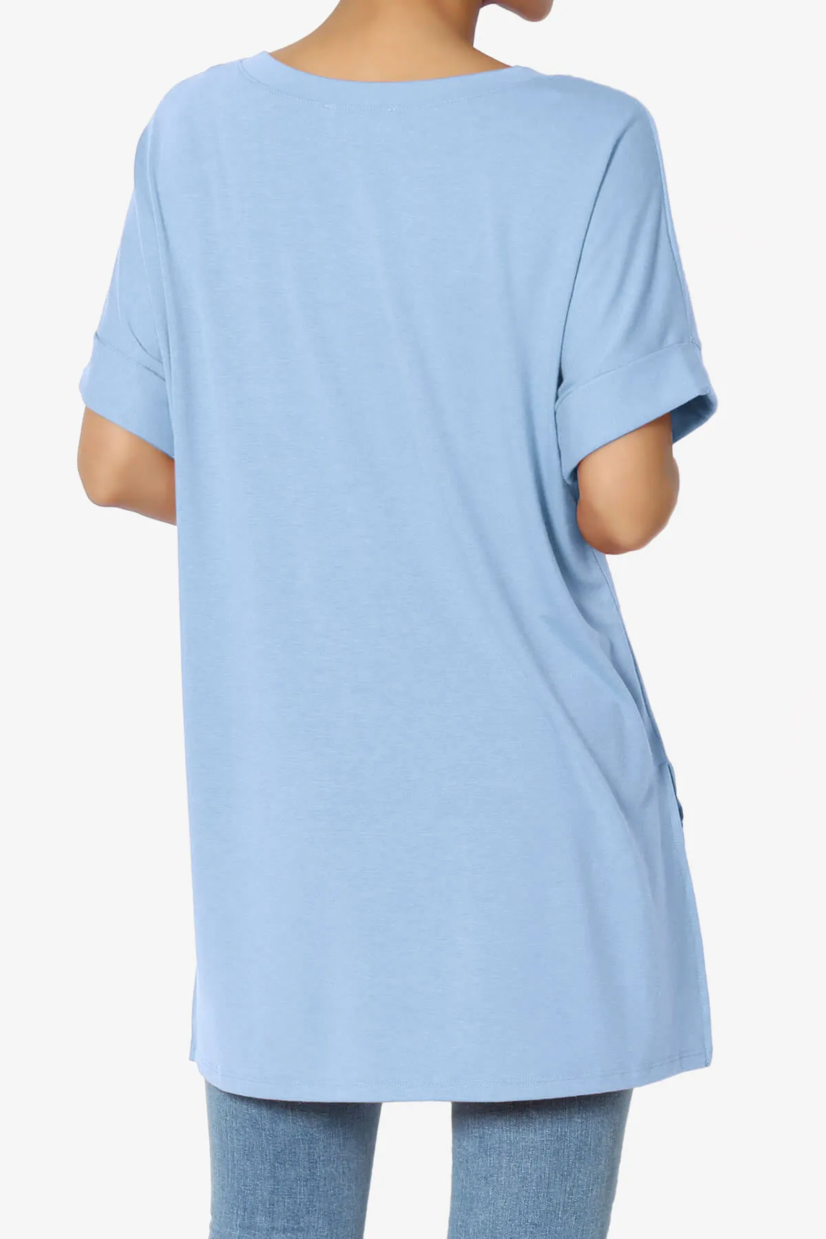 Onella V-Neck Rolled Short Sleeve Top MORE COLORS