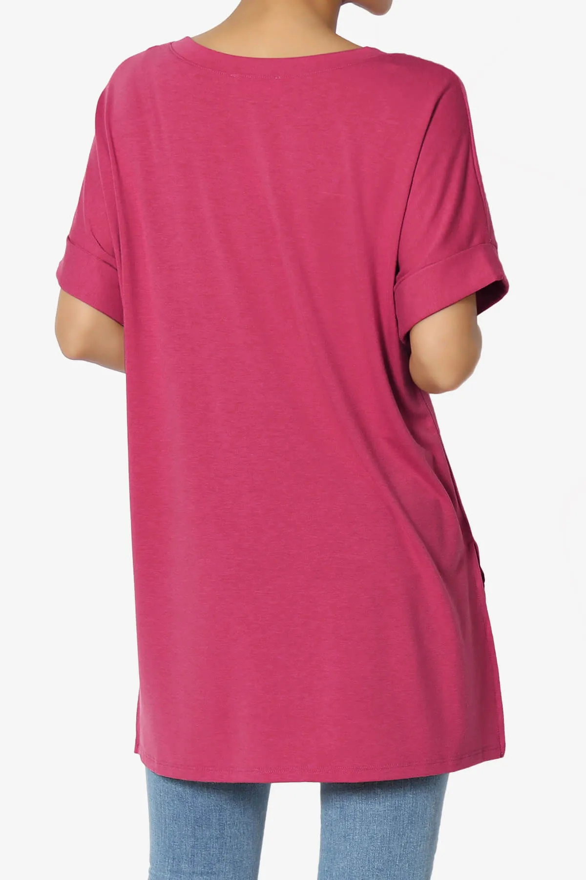 Onella V-Neck Rolled Short Sleeve Top MORE COLORS