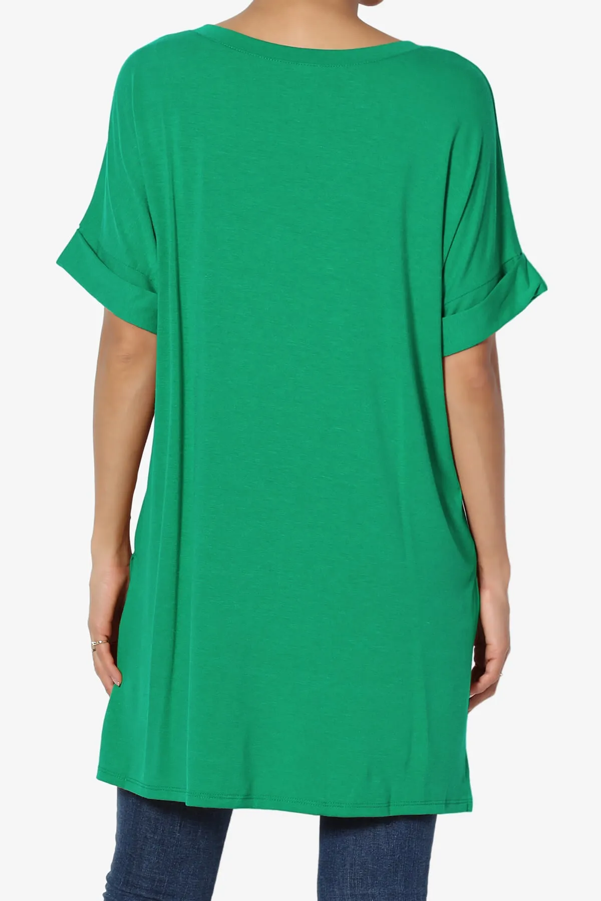 Onella V-Neck Rolled Short Sleeve Top MORE COLORS