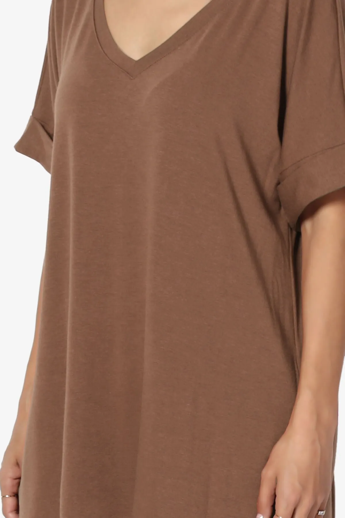 Onella V-Neck Rolled Short Sleeve Top MORE COLORS