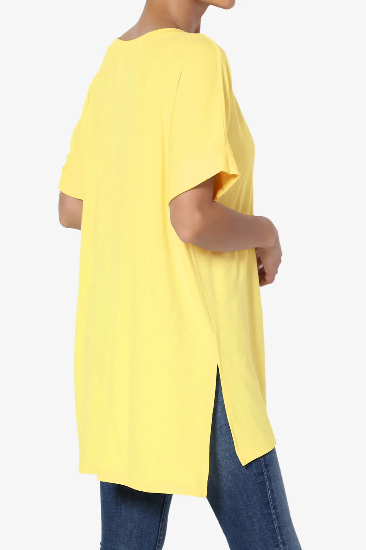 Onella V-Neck Rolled Short Sleeve Top MORE COLORS