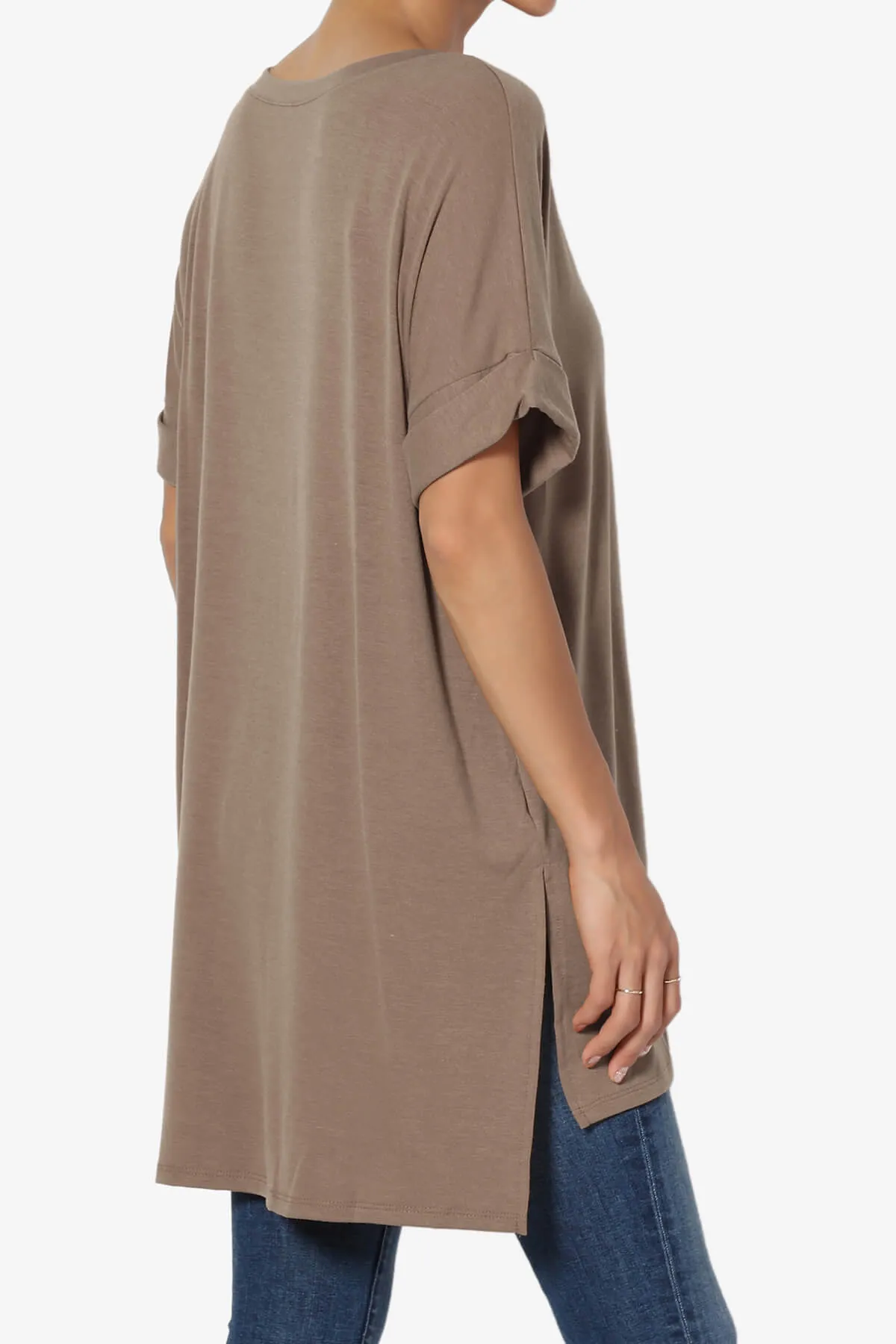 Onella V-Neck Rolled Short Sleeve Top MORE COLORS