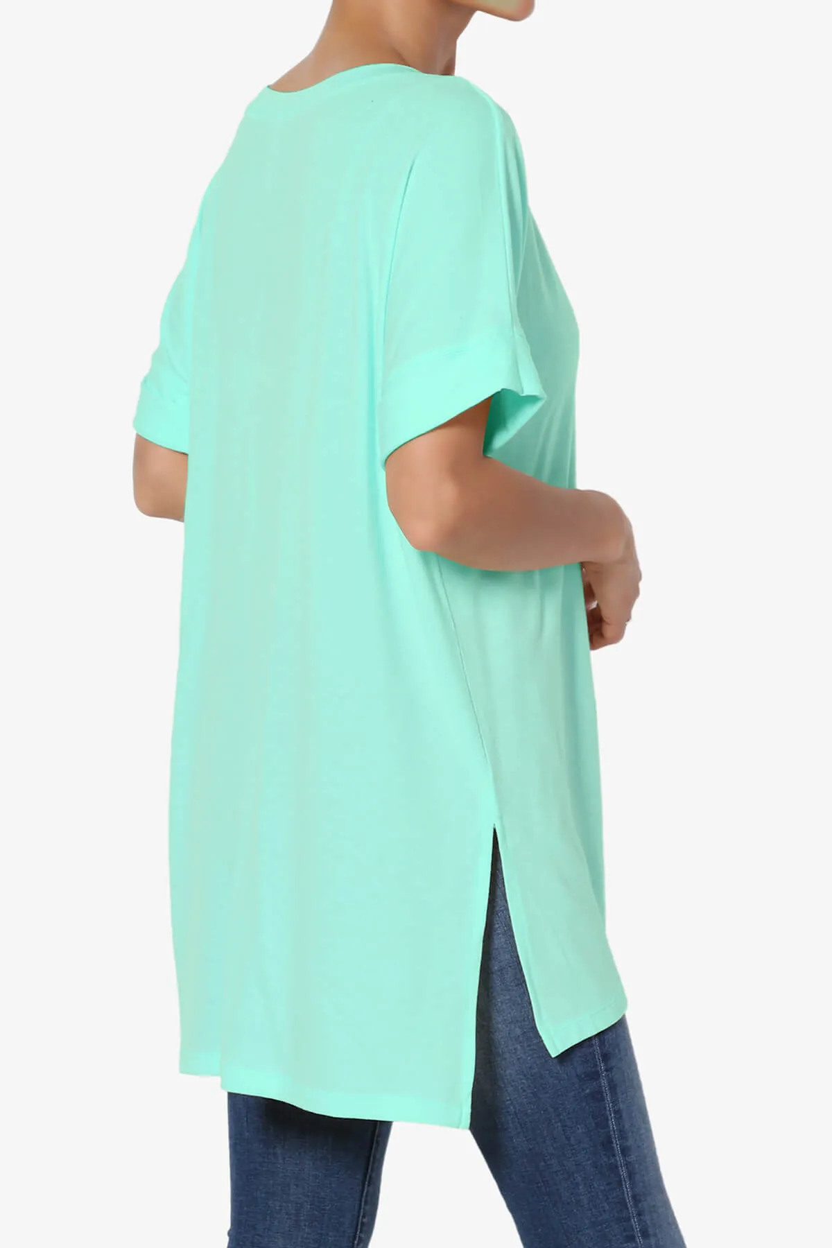 Onella V-Neck Rolled Short Sleeve Top MORE COLORS
