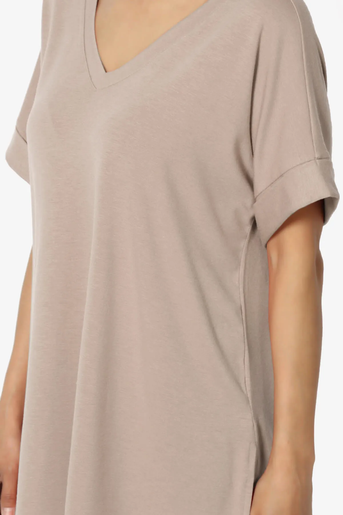 Onella V-Neck Rolled Short Sleeve Top MORE COLORS