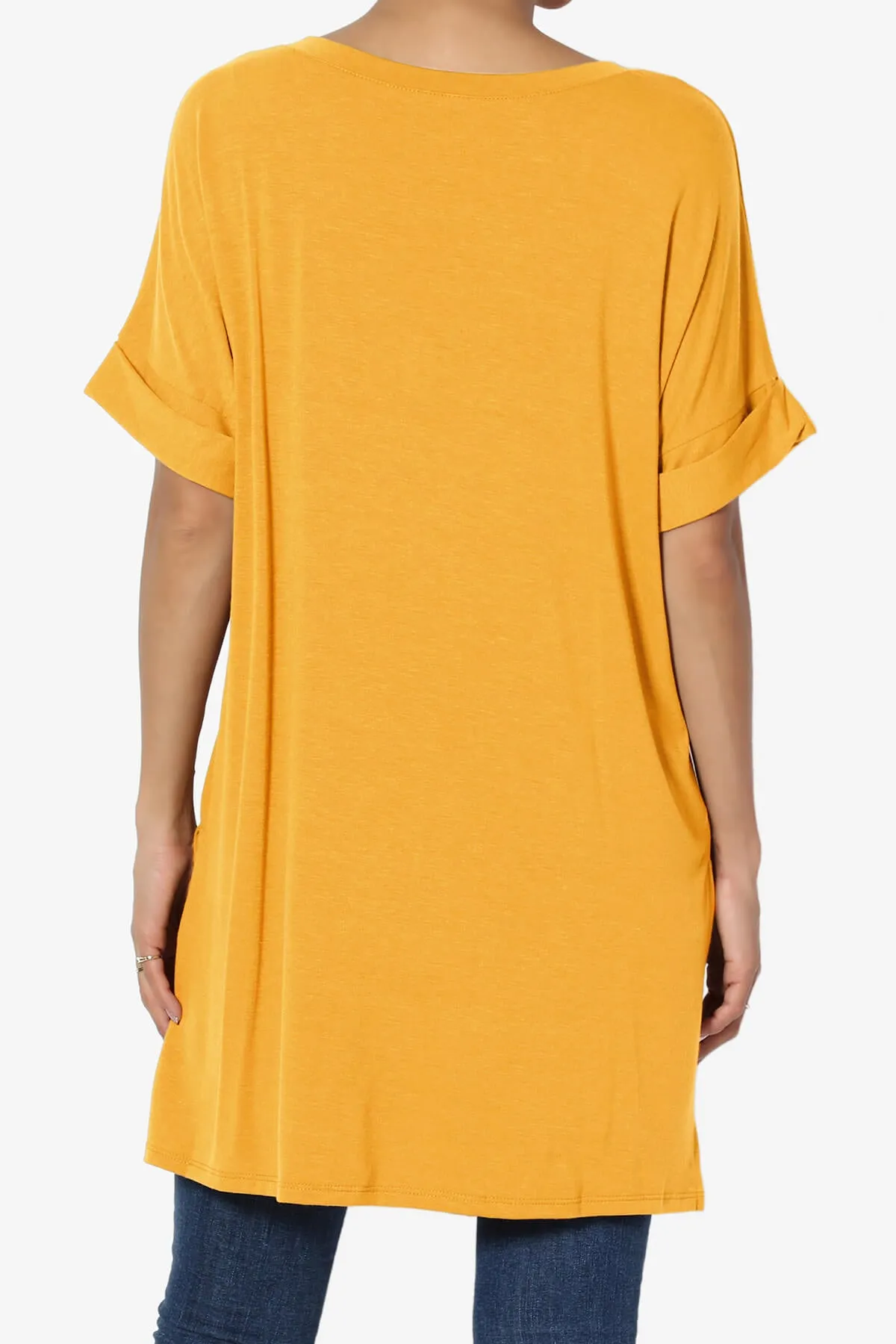 Onella V-Neck Rolled Short Sleeve Top MORE COLORS