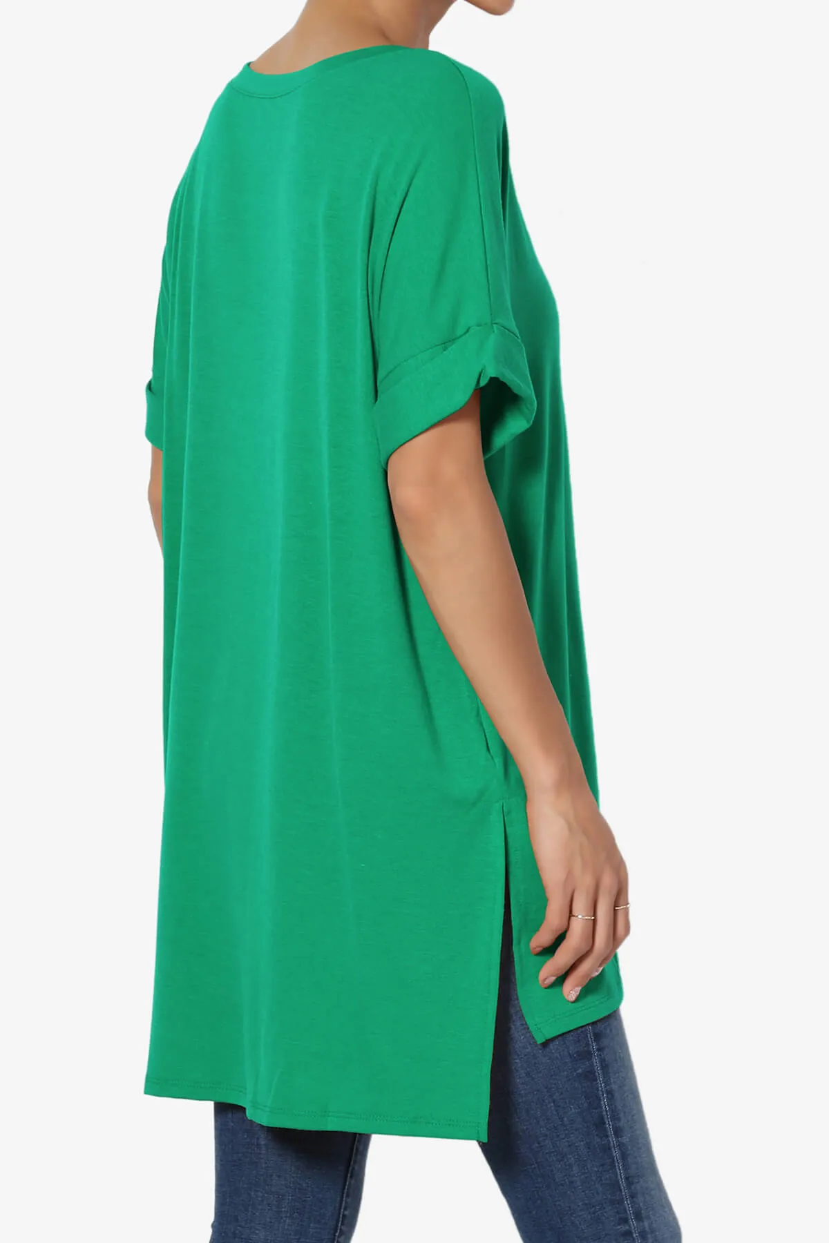 Onella V-Neck Rolled Short Sleeve Top MORE COLORS