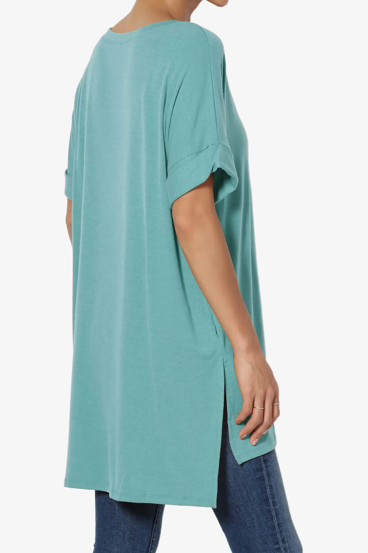 Onella V-Neck Rolled Short Sleeve Top