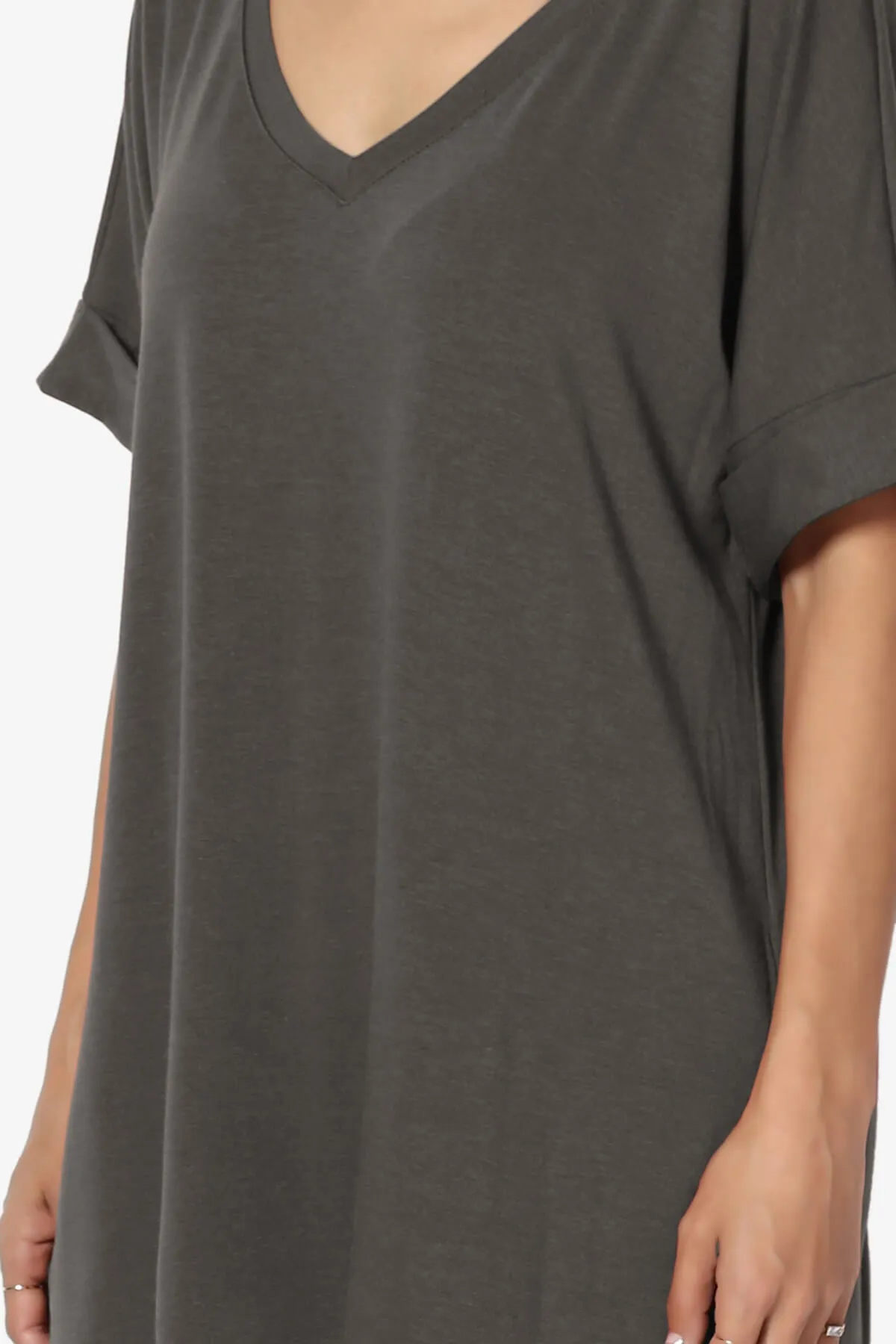 Onella V-Neck Rolled Short Sleeve Top