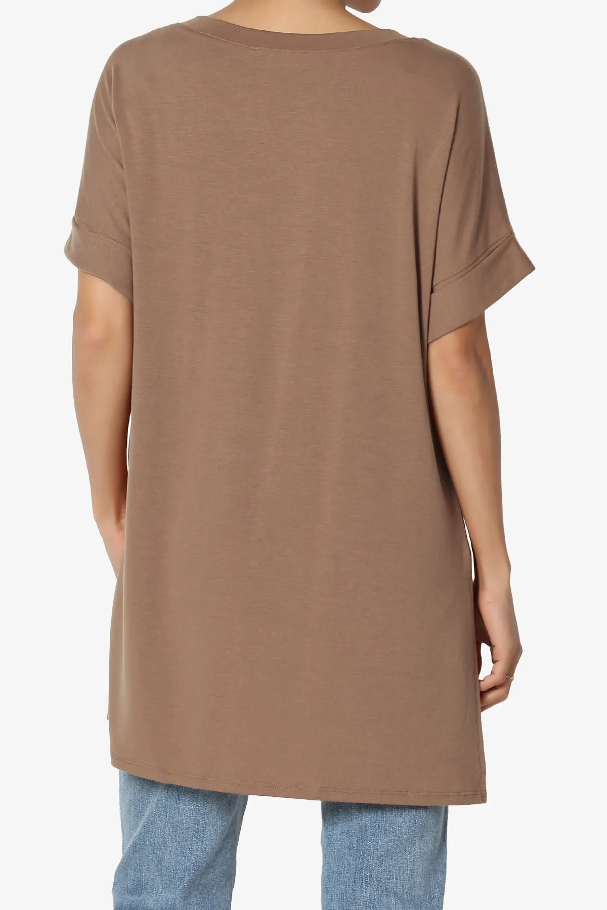 Onella V-Neck Rolled Short Sleeve Top