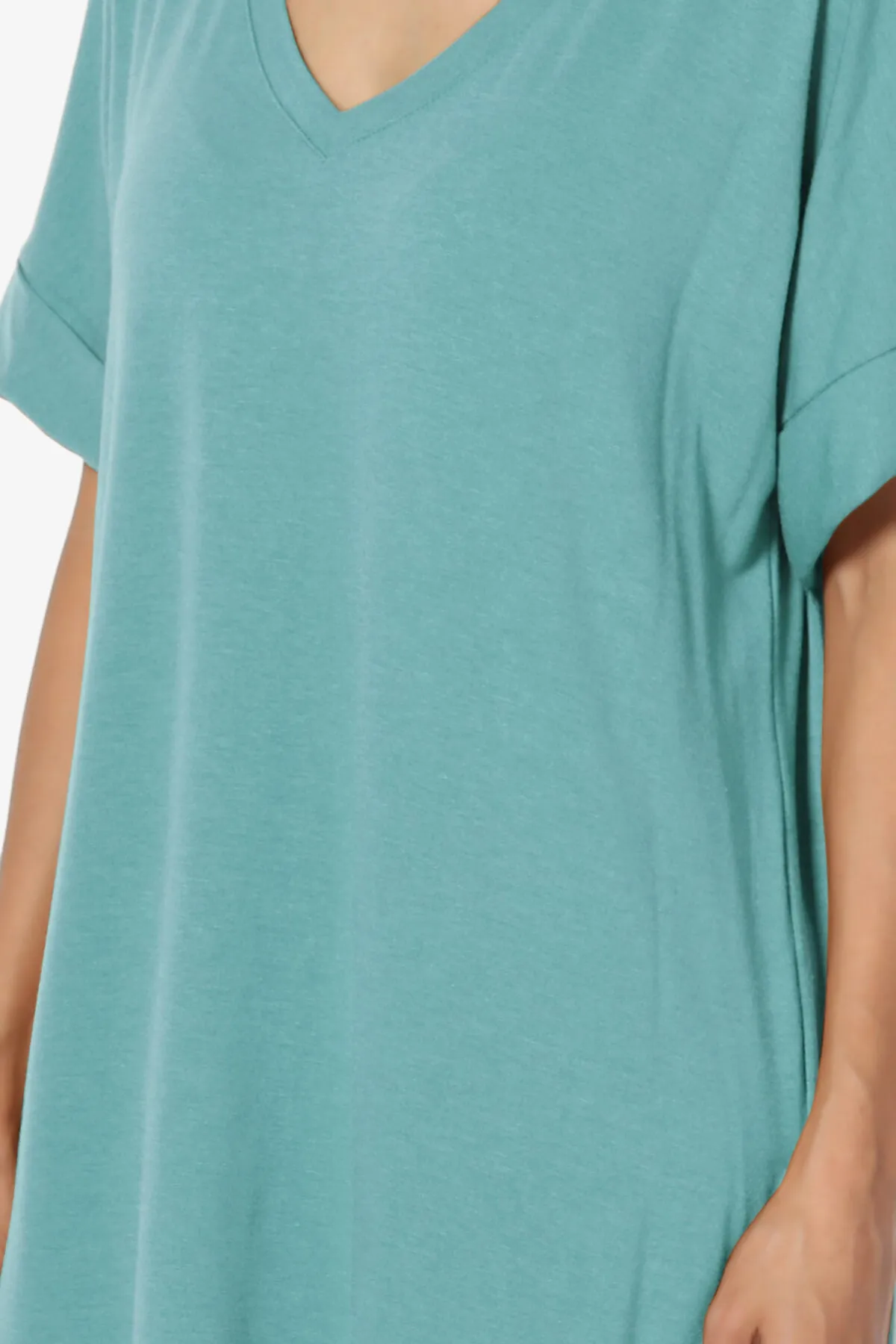 Onella V-Neck Rolled Short Sleeve Top