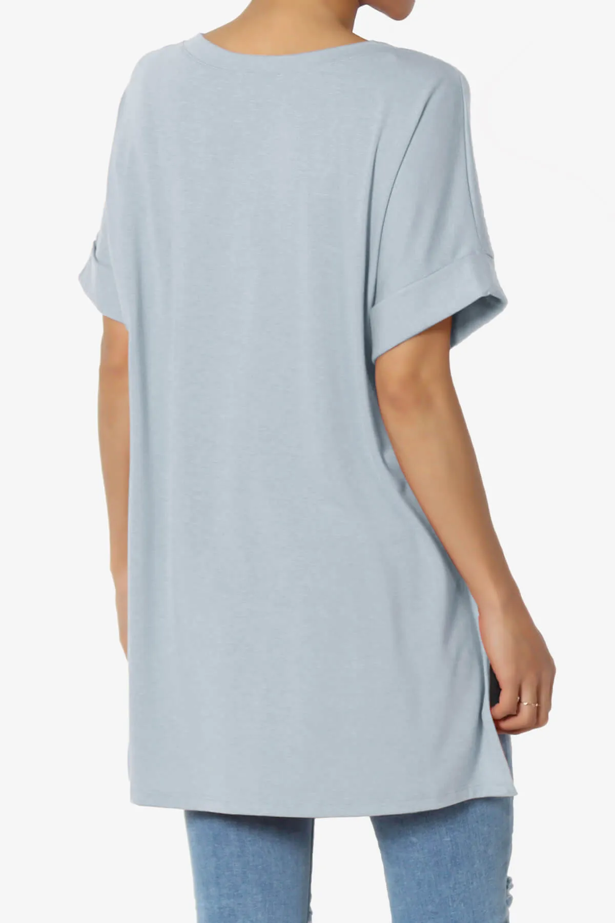 Onella V-Neck Rolled Short Sleeve Top