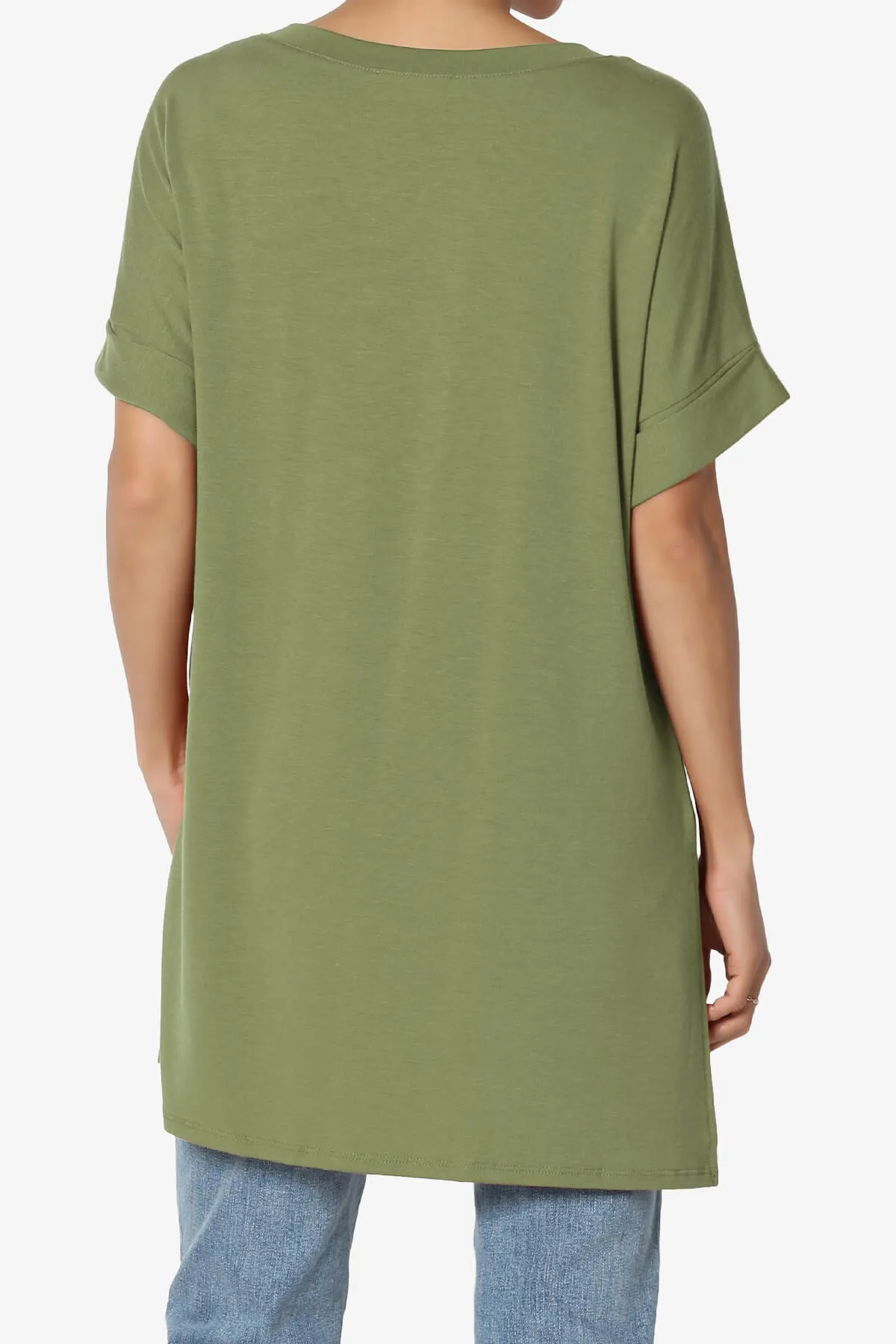 Onella V-Neck Rolled Short Sleeve Top