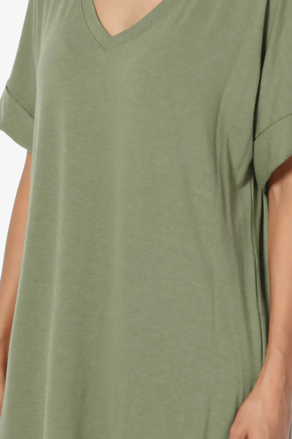 Onella V-Neck Rolled Short Sleeve Top