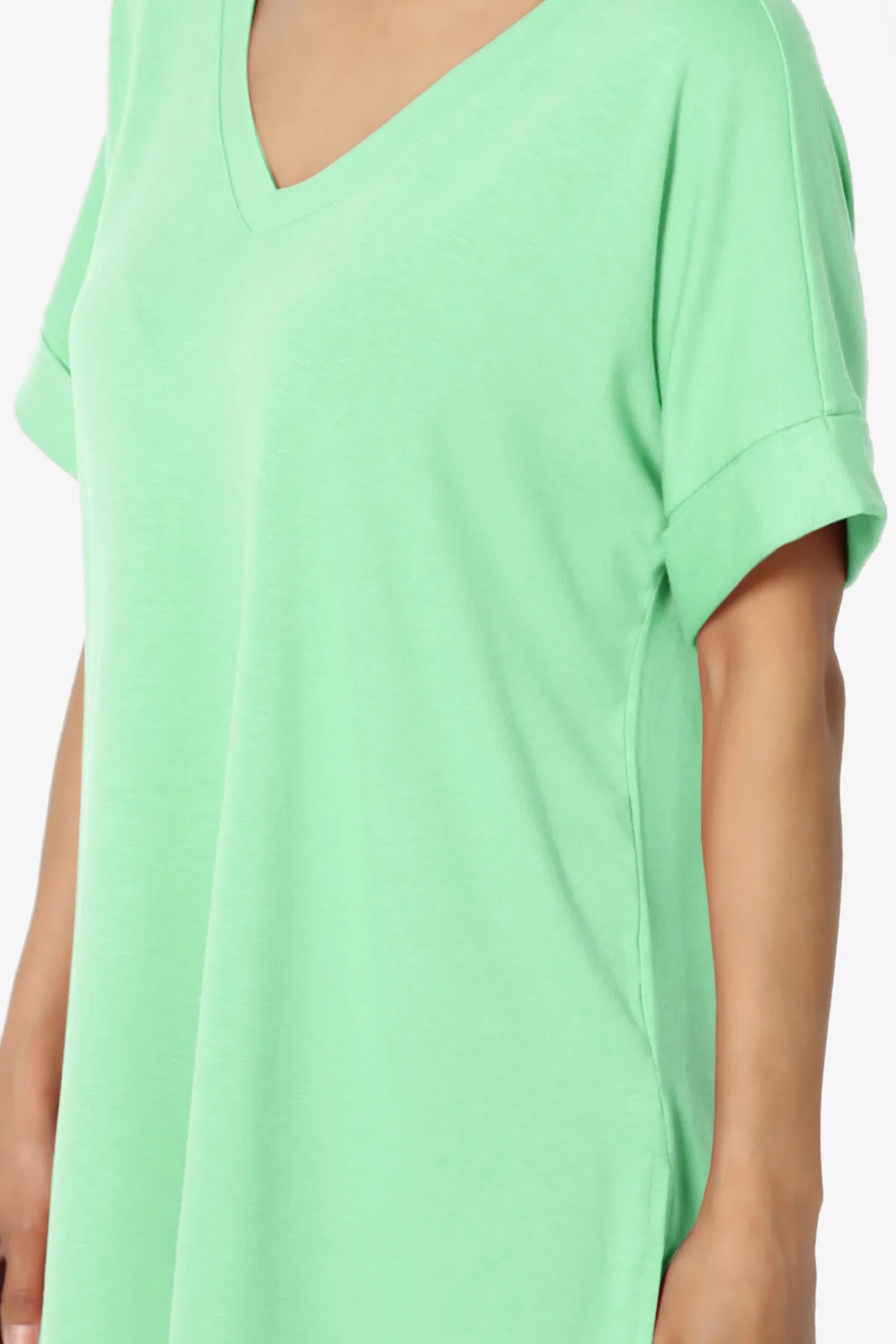 Onella V-Neck Rolled Short Sleeve Top