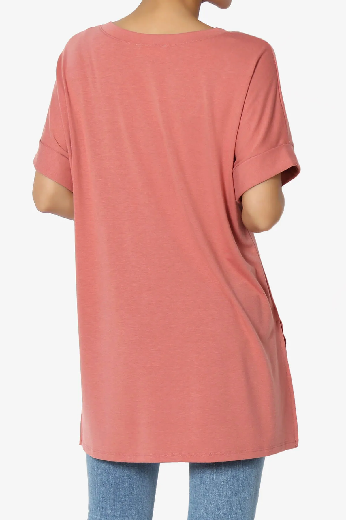 Onella V-Neck Rolled Short Sleeve Top