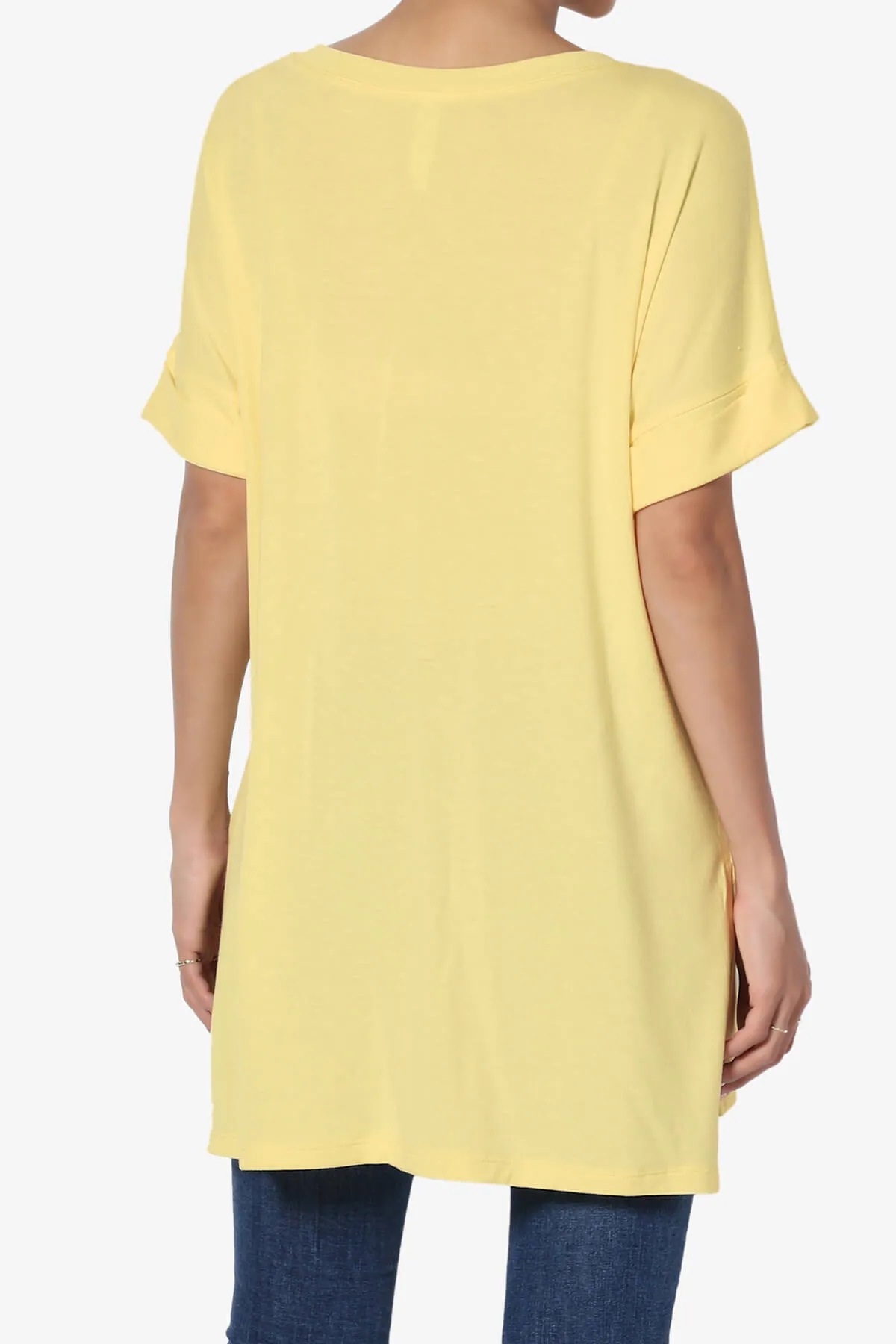 Onella V-Neck Rolled Short Sleeve Top