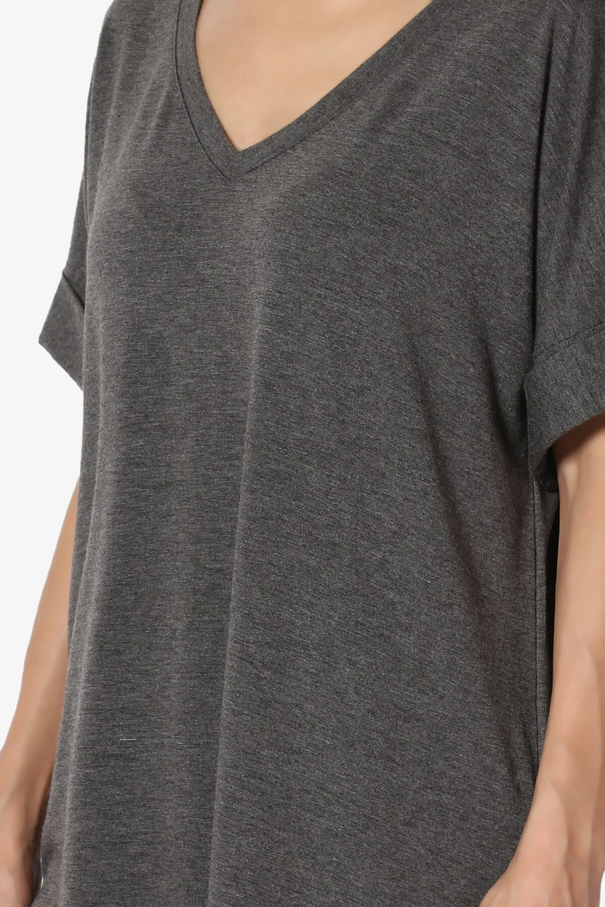 Onella V-Neck Rolled Short Sleeve Top