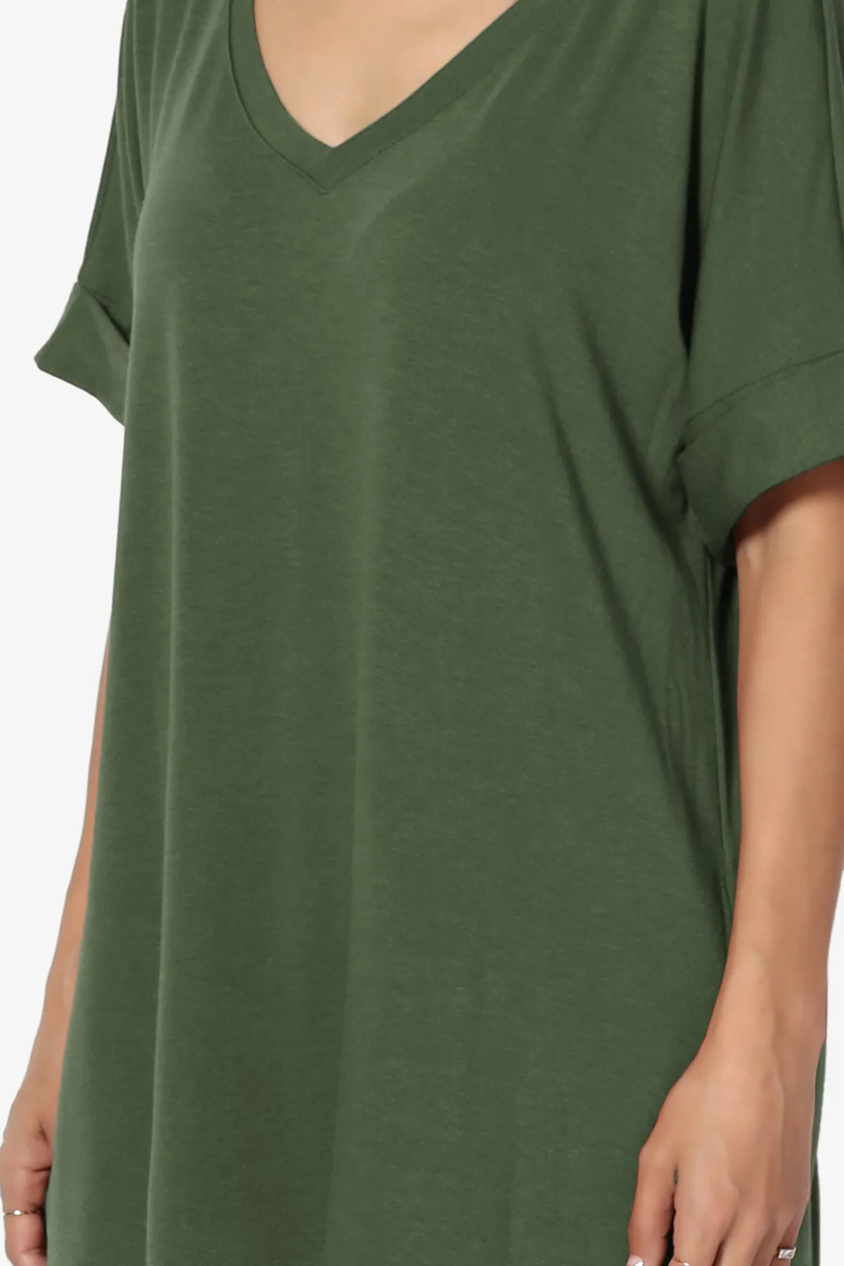 Onella V-Neck Rolled Short Sleeve Top