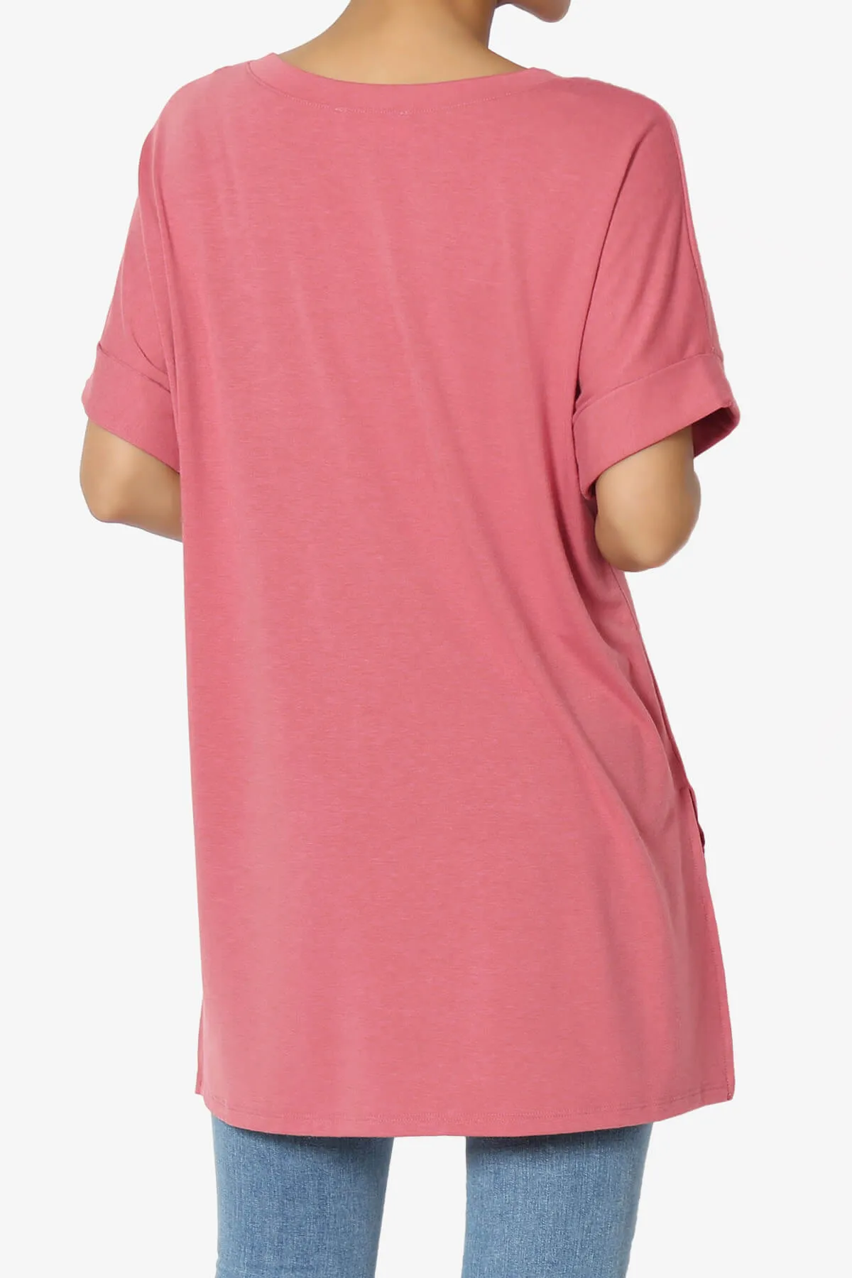 Onella V-Neck Rolled Short Sleeve Top