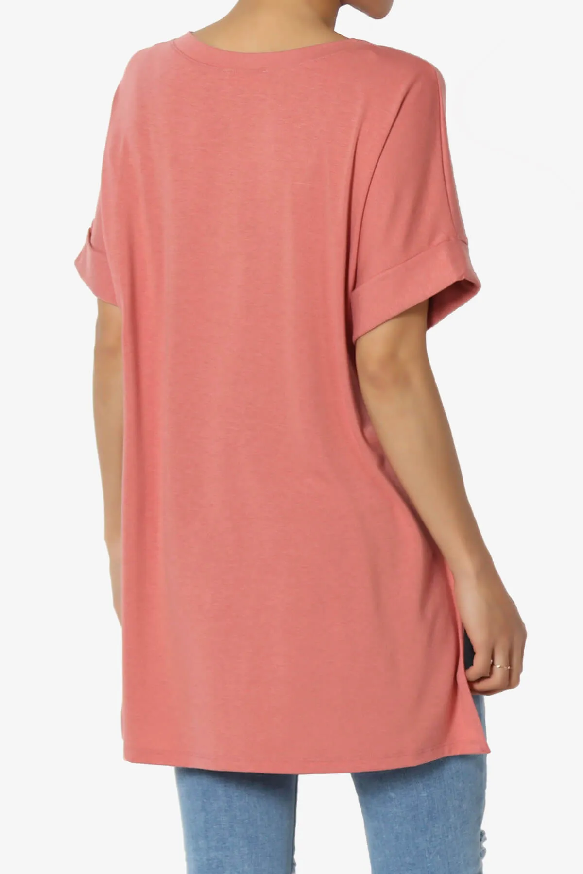 Onella V-Neck Rolled Short Sleeve Top