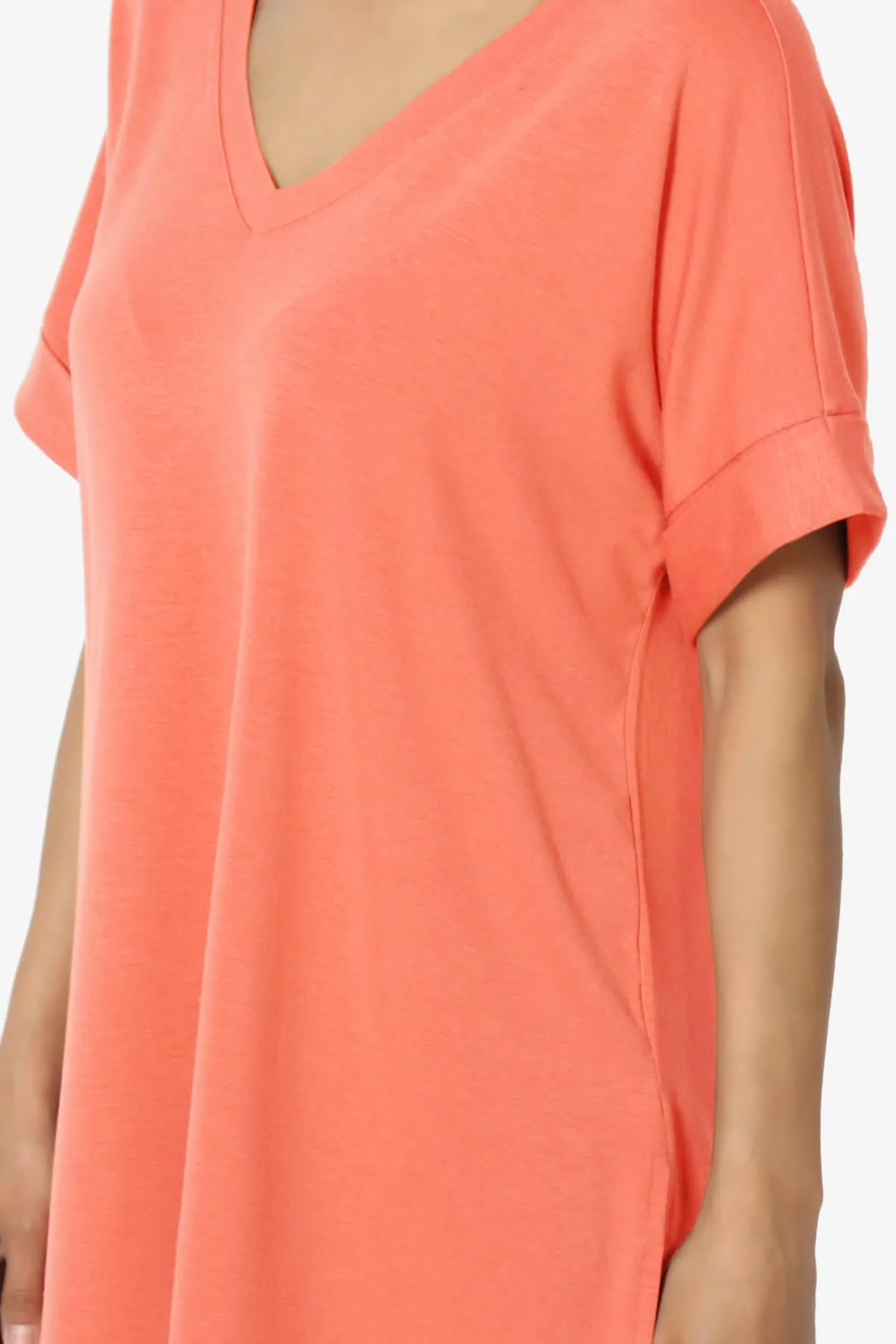 Onella V-Neck Rolled Short Sleeve Top