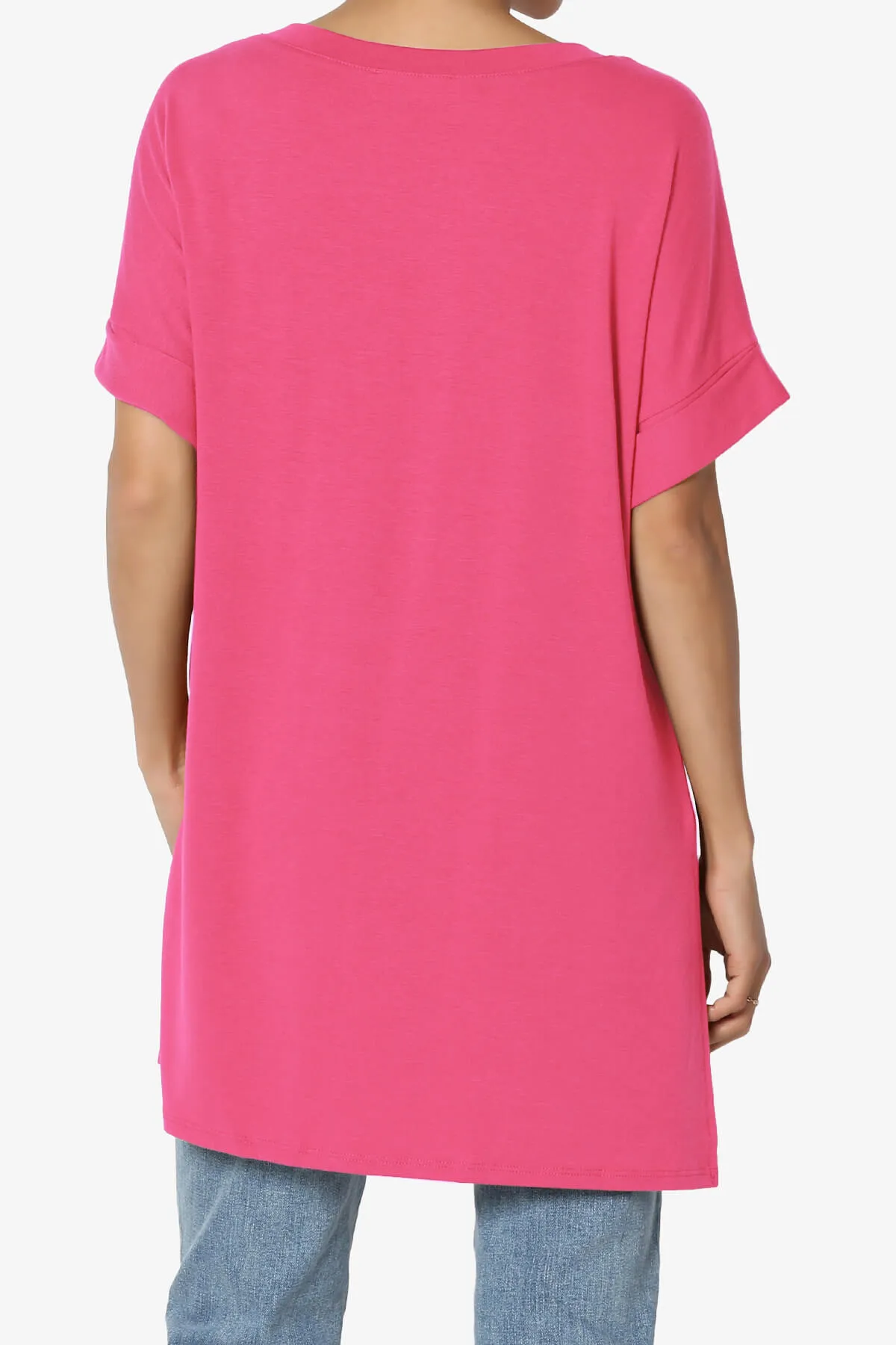 Onella V-Neck Rolled Short Sleeve Top