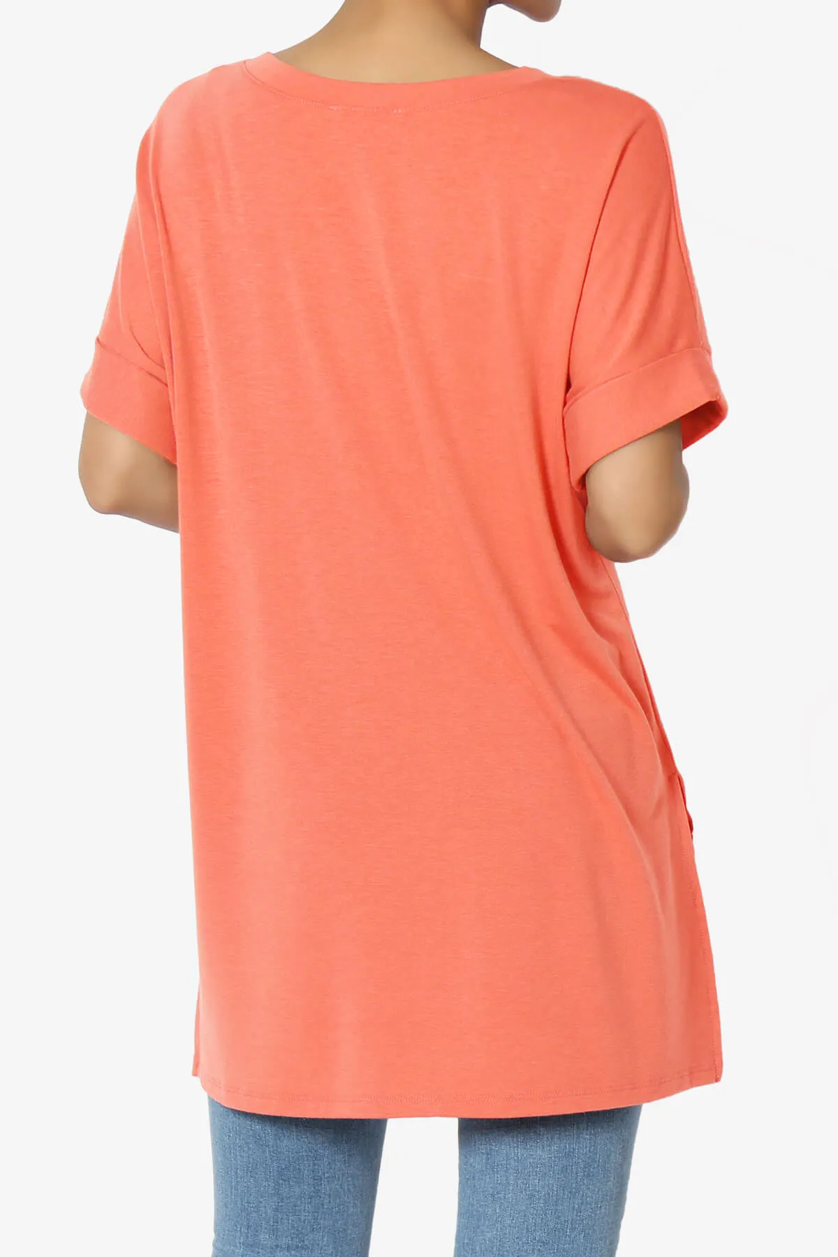 Onella V-Neck Rolled Short Sleeve Top