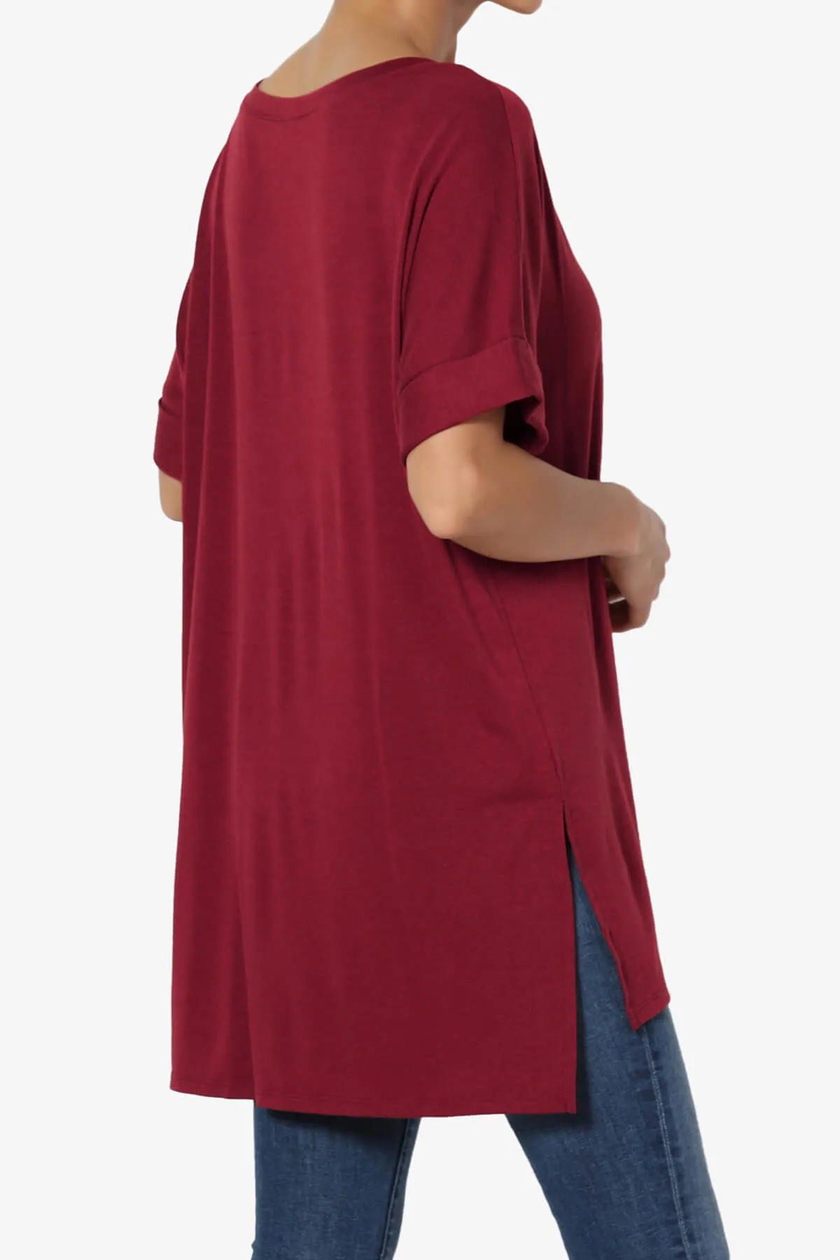 Onella V-Neck Rolled Short Sleeve Top