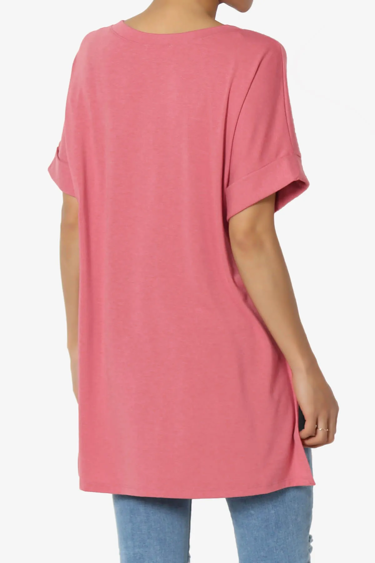 Onella V-Neck Rolled Short Sleeve Top