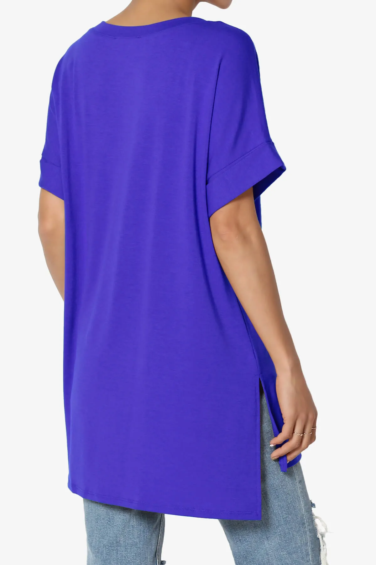 Onella V-Neck Rolled Short Sleeve Top