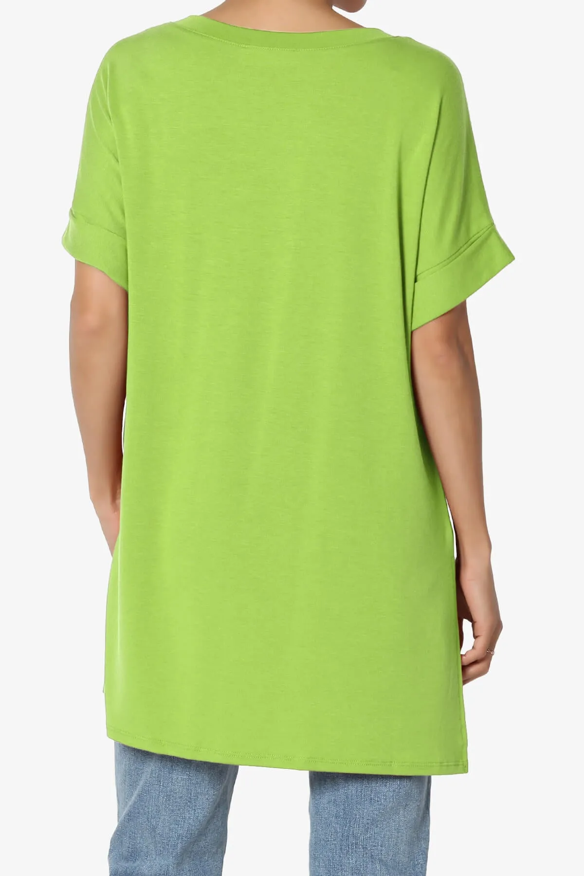 Onella V-Neck Rolled Short Sleeve Top