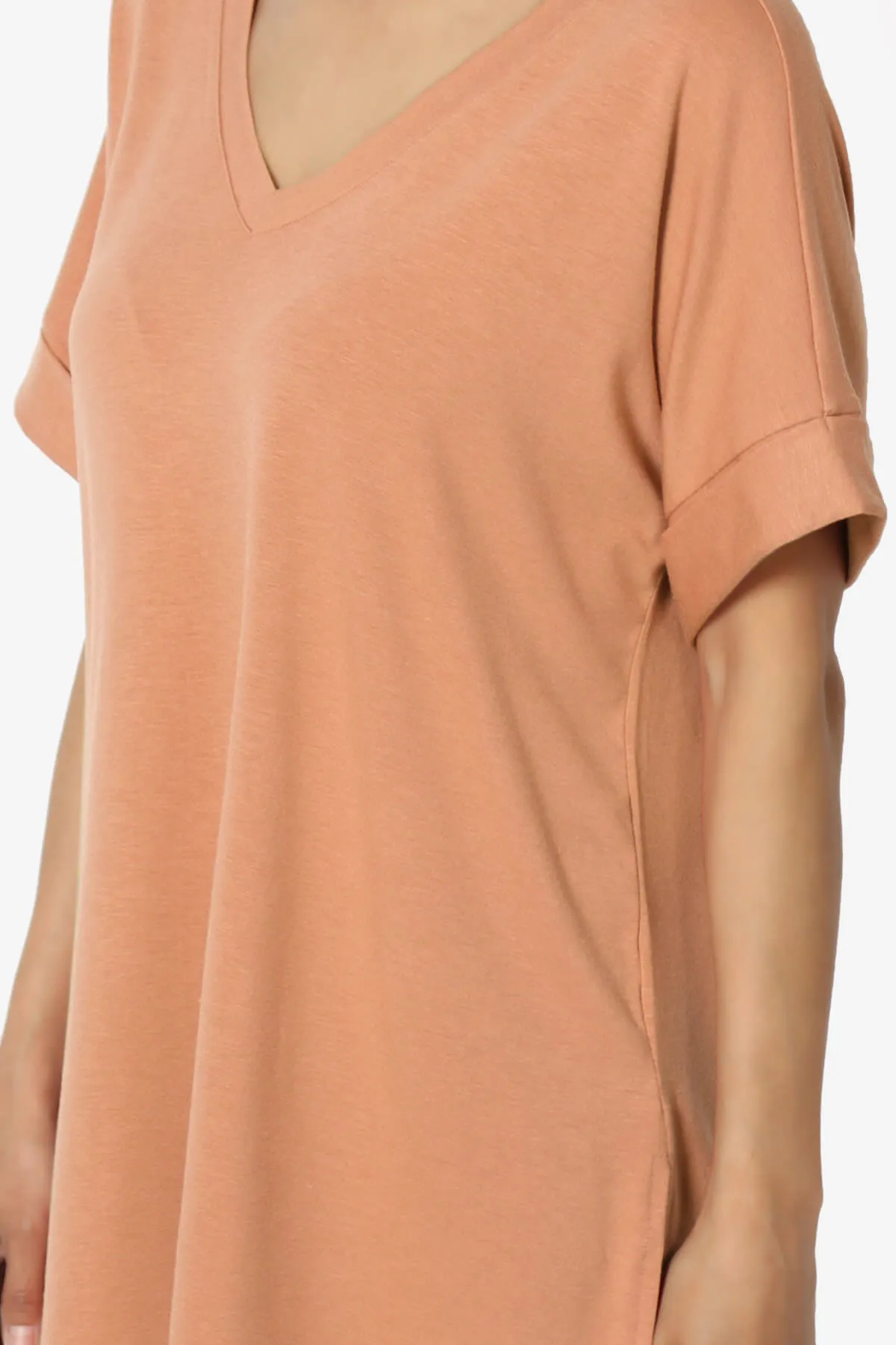 Onella V-Neck Rolled Short Sleeve Top