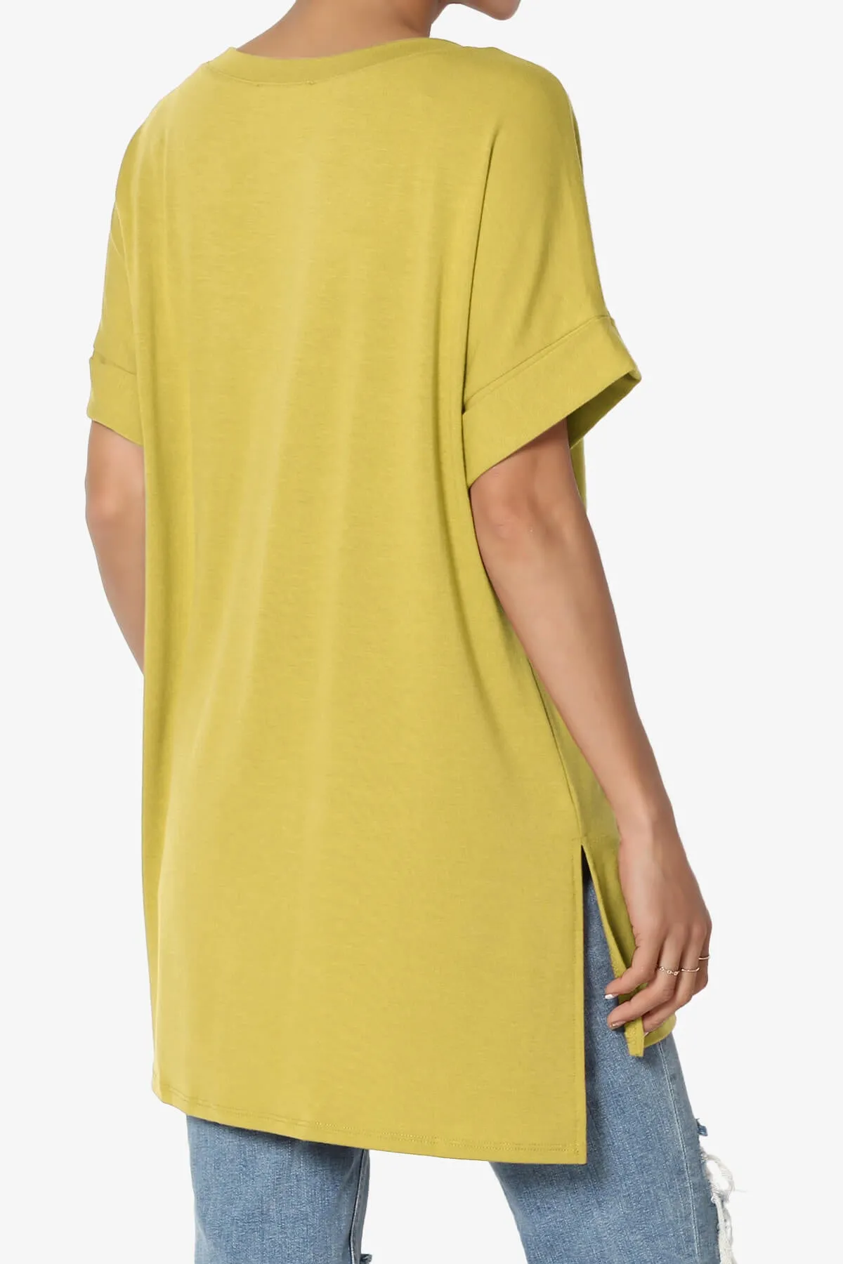 Onella V-Neck Rolled Short Sleeve Top