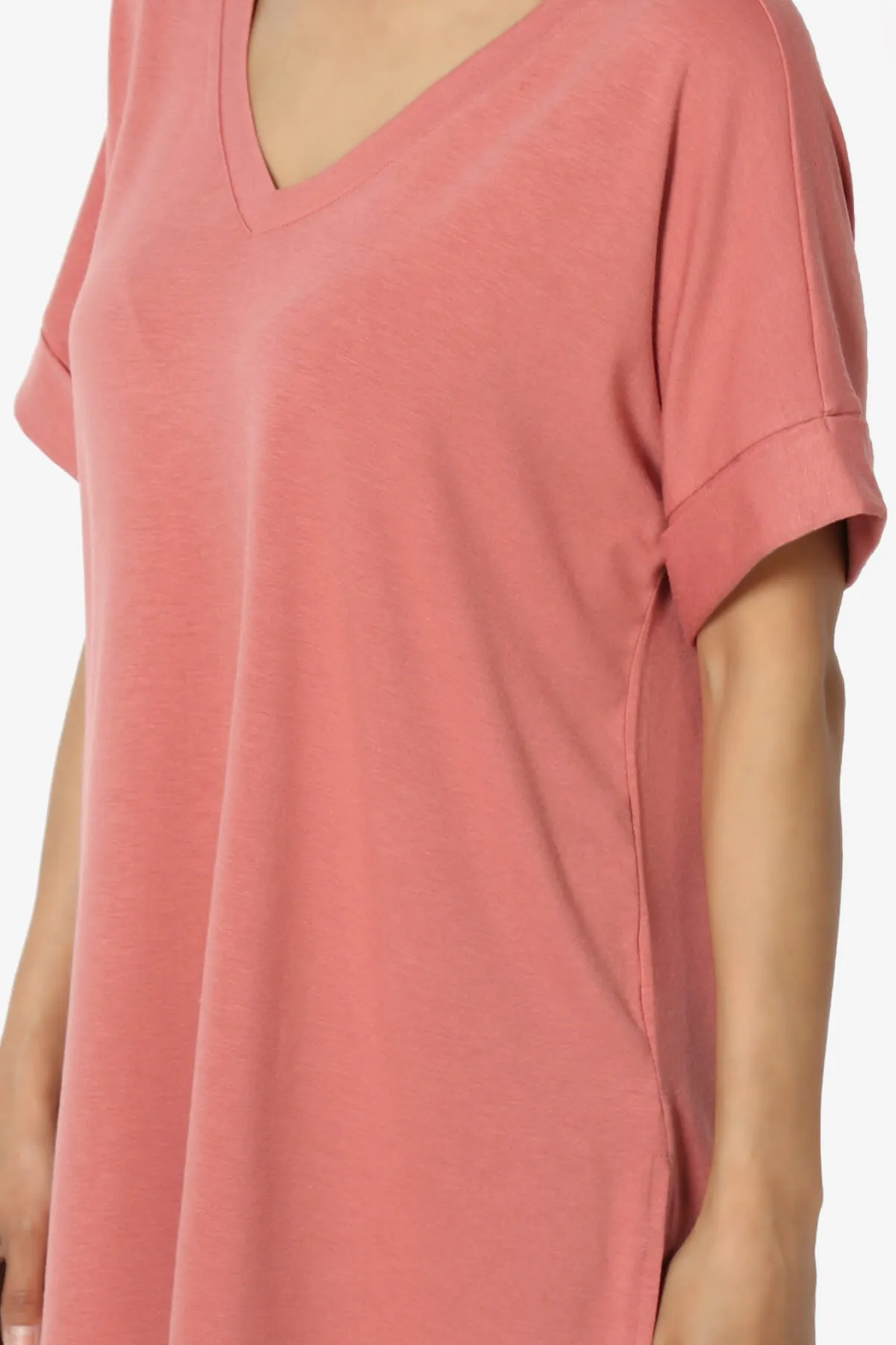 Onella V-Neck Rolled Short Sleeve Top