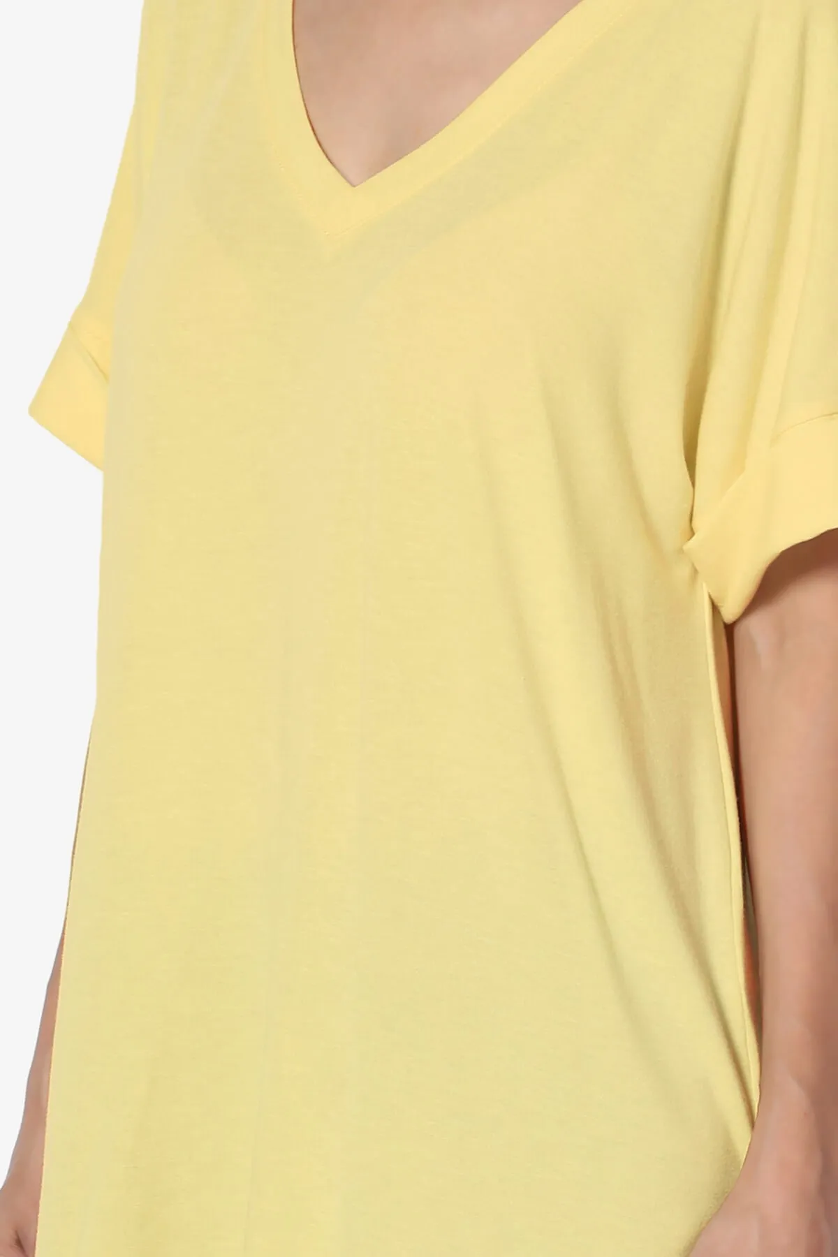 Onella V-Neck Rolled Short Sleeve Top