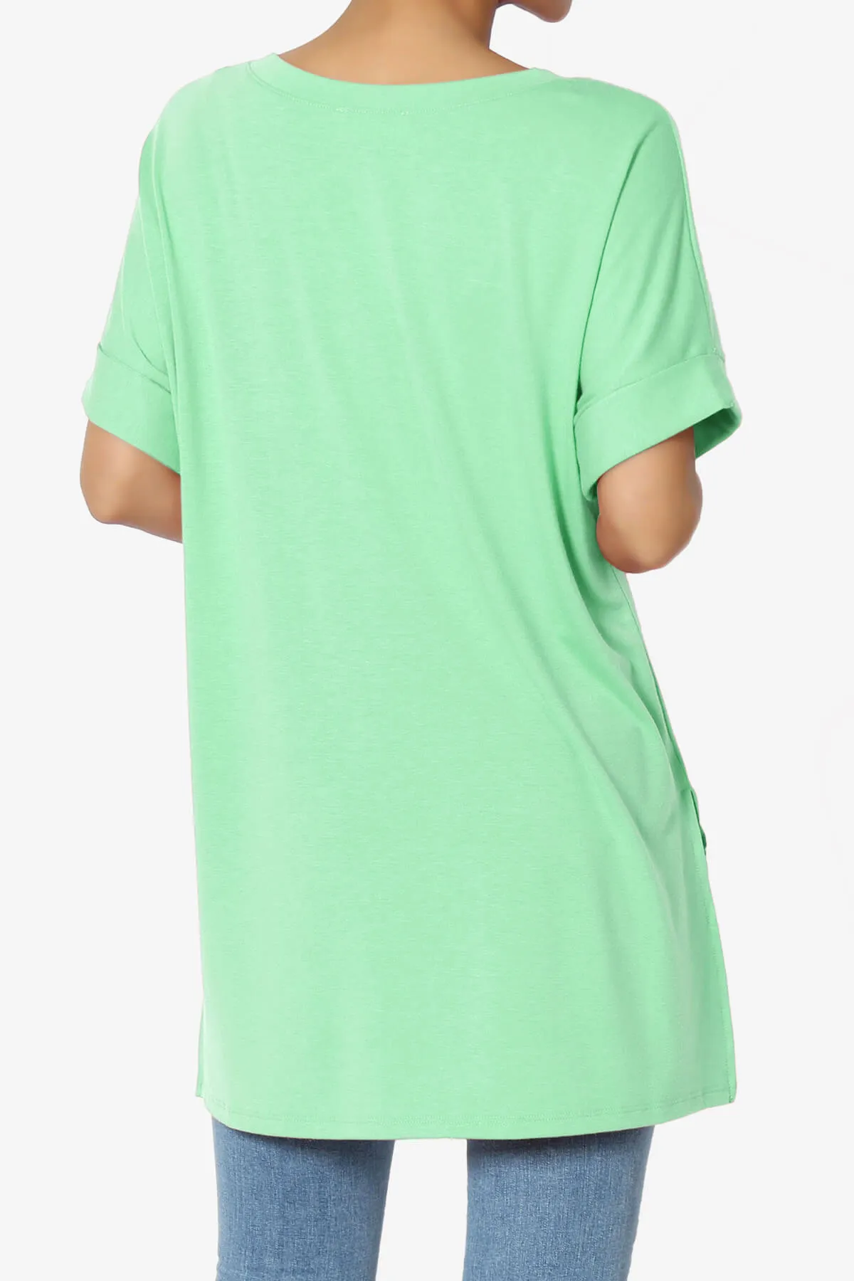 Onella V-Neck Rolled Short Sleeve Top