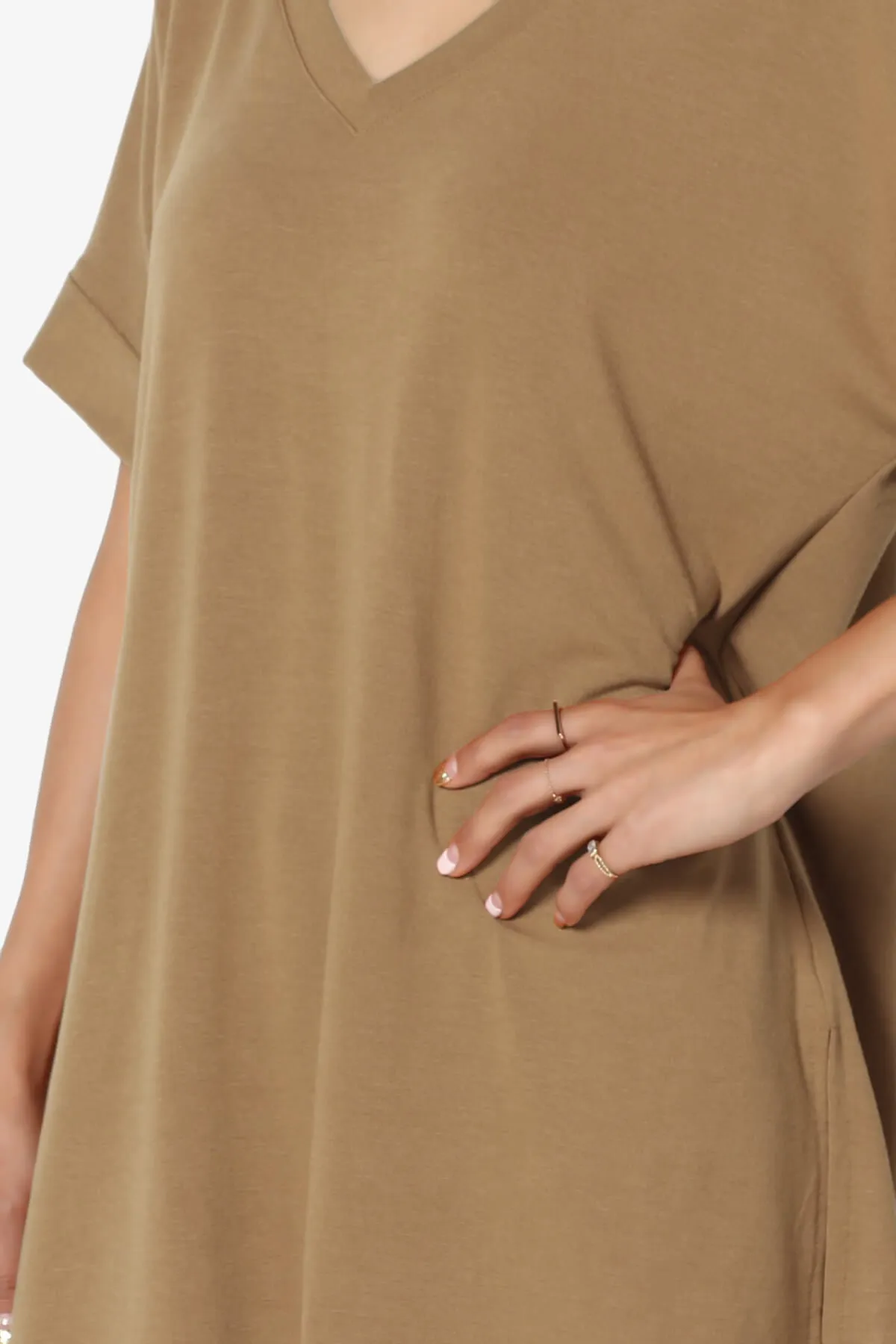 Onella V-Neck Rolled Short Sleeve Top