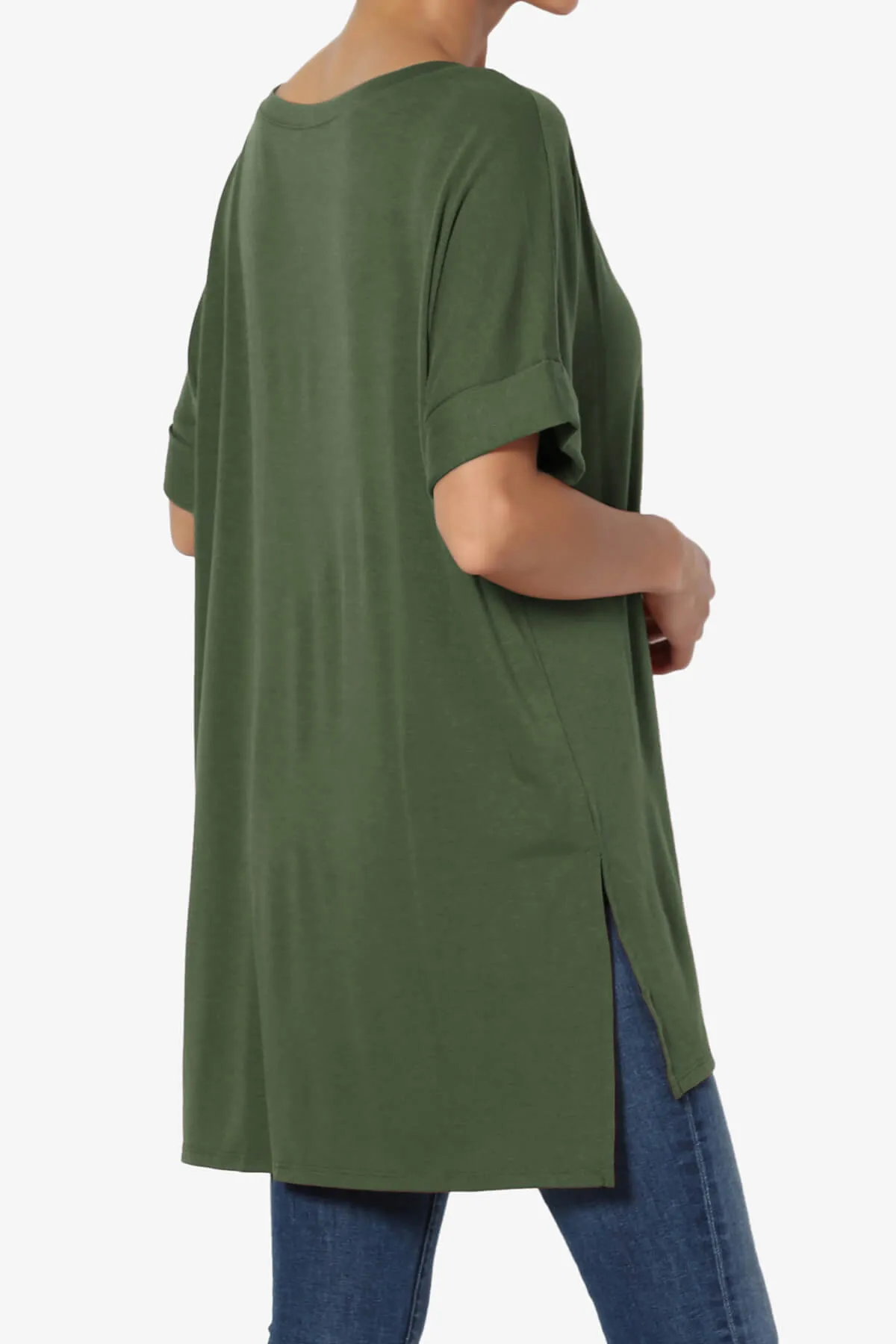 Onella V-Neck Rolled Short Sleeve Top