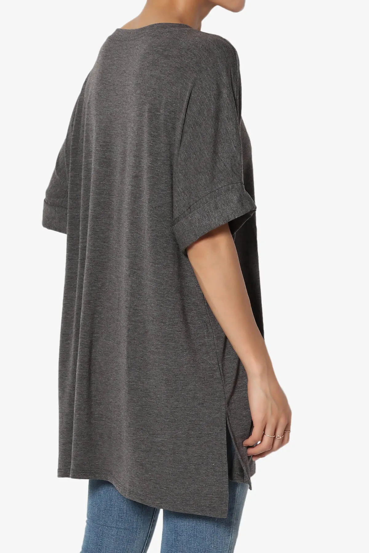 Onella V-Neck Rolled Short Sleeve Top