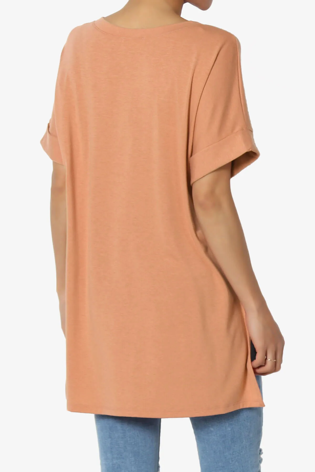 Onella V-Neck Rolled Short Sleeve Top